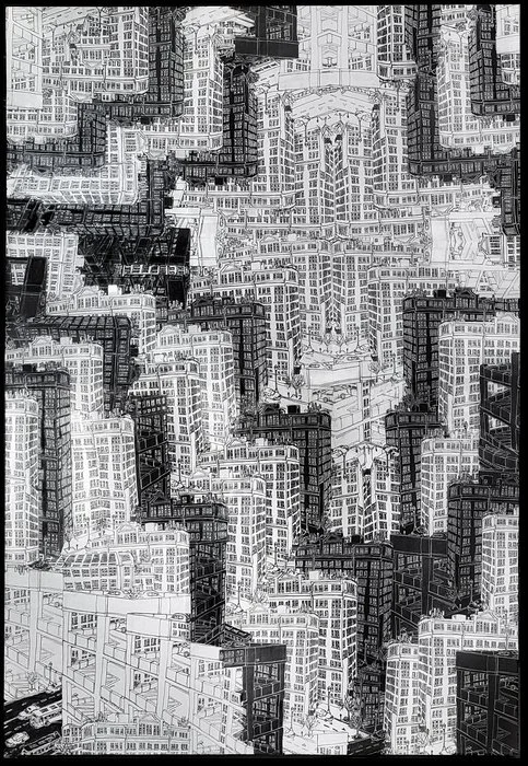 Stephen Haske, "Louisville", 36x24 inches, mixed media