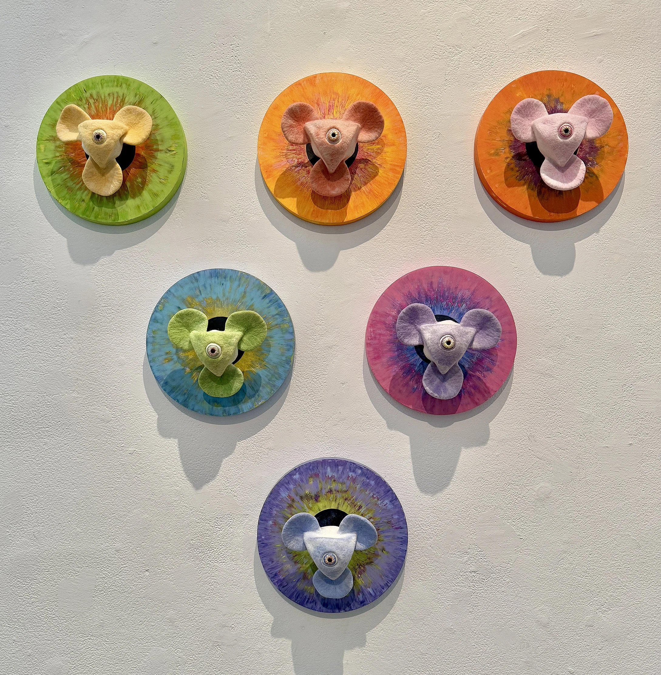 I See Your Point
Wet felted wool, embroidery, magnets, acrylic paint, wood, 2025