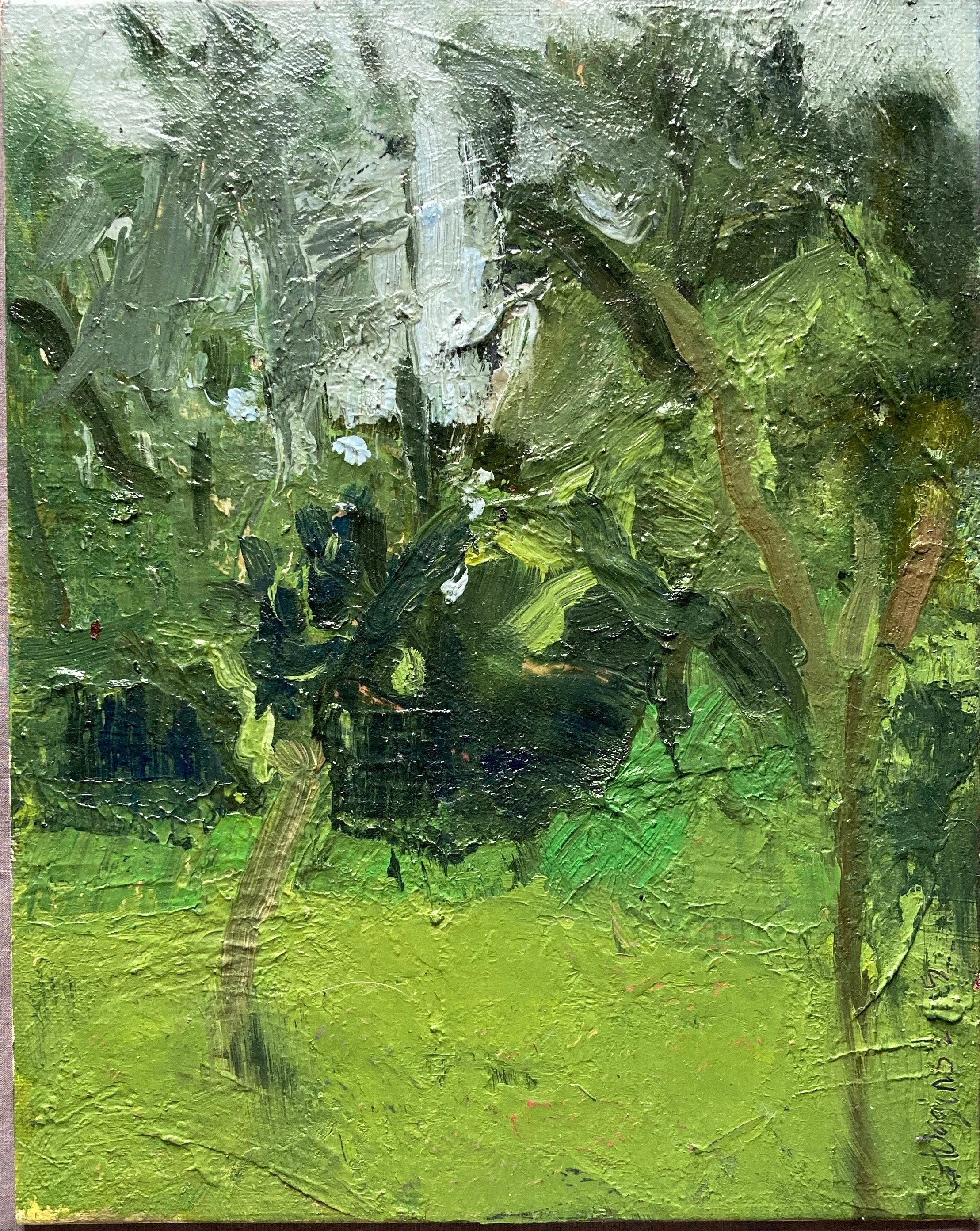 July AM, 10 x 8 inches, oil on canvas/archival board, July 2025