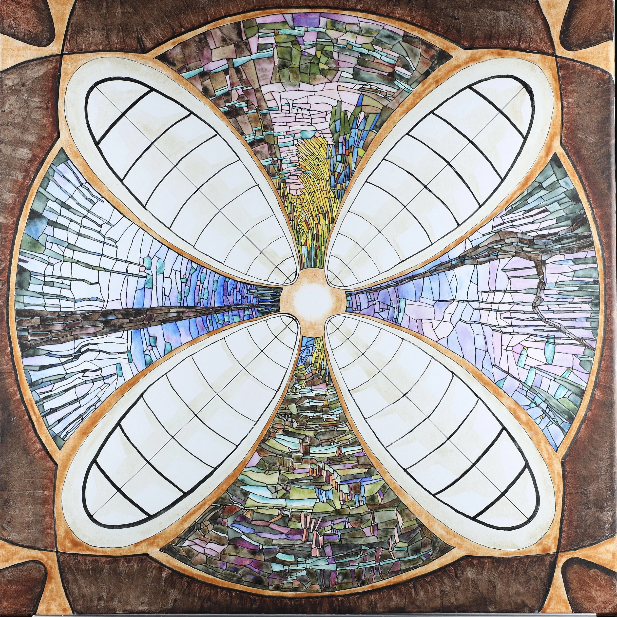 Vision, Dimensions: 24” x 24”, Watercolor and oil marker on prepared canvas