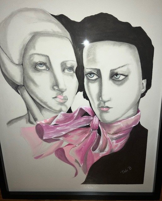 Rochelle Kaufman, "Love is Love" Graphite, ink, watercolor, 24 x 18"