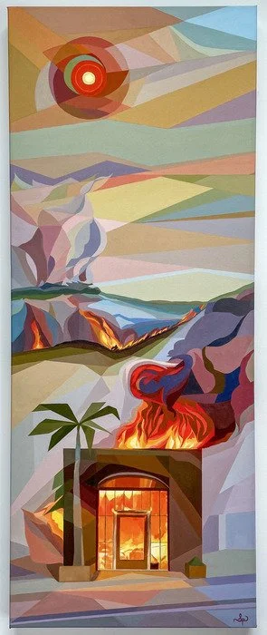 Seda Pound, "Fahrenheit 91001", 40x16 inches, oil on canvas