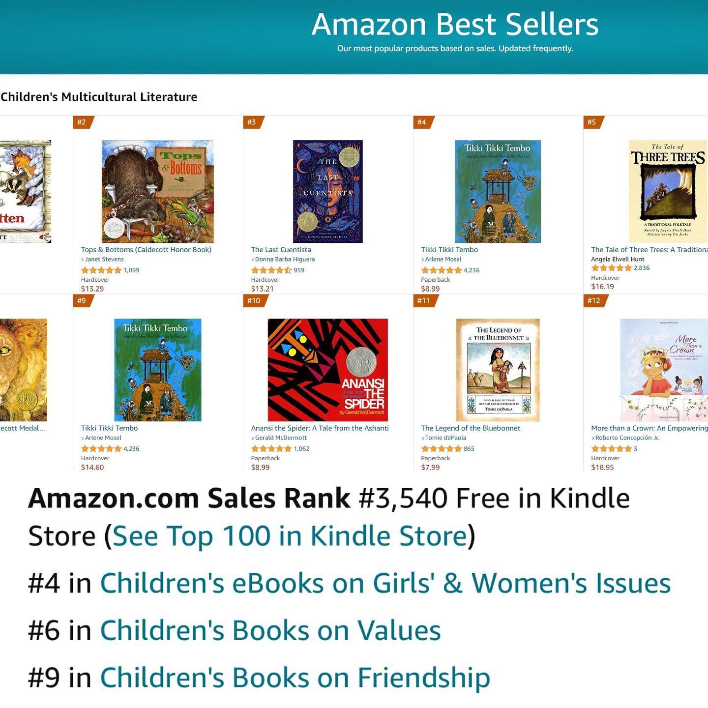 In its first week, &ldquo;More Than a Crown&rdquo; has topped the Amazon best sellers list 🏆  in several categories!  Incredibly grateful. 🥰
#4 in Children&rsquo;s eBooks on Girls&rsquo; &amp; Women&rsquo;s Issues 👧🏽
#6 in Children&rsquo;s Books 