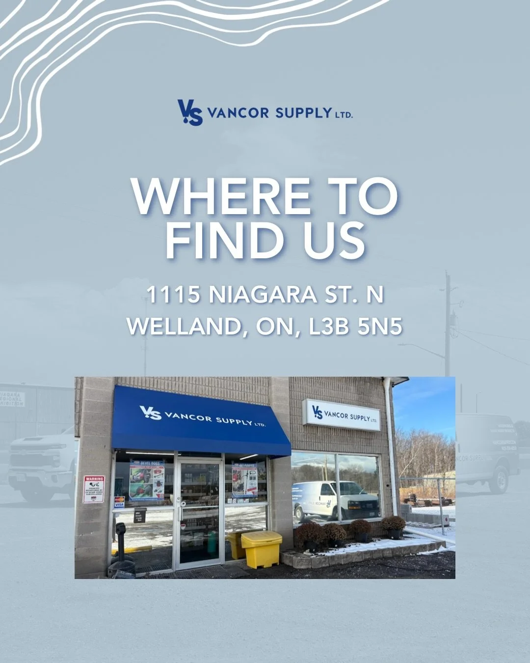 Vancor Supply LTD. has evolved over the years. Starting on the dirt roads of Wainfleet and growing into the heart of the Niagara Region.

Located just off of Highway 406 via the Merritt exit, our central Niagara location makes it easy to stop in and 