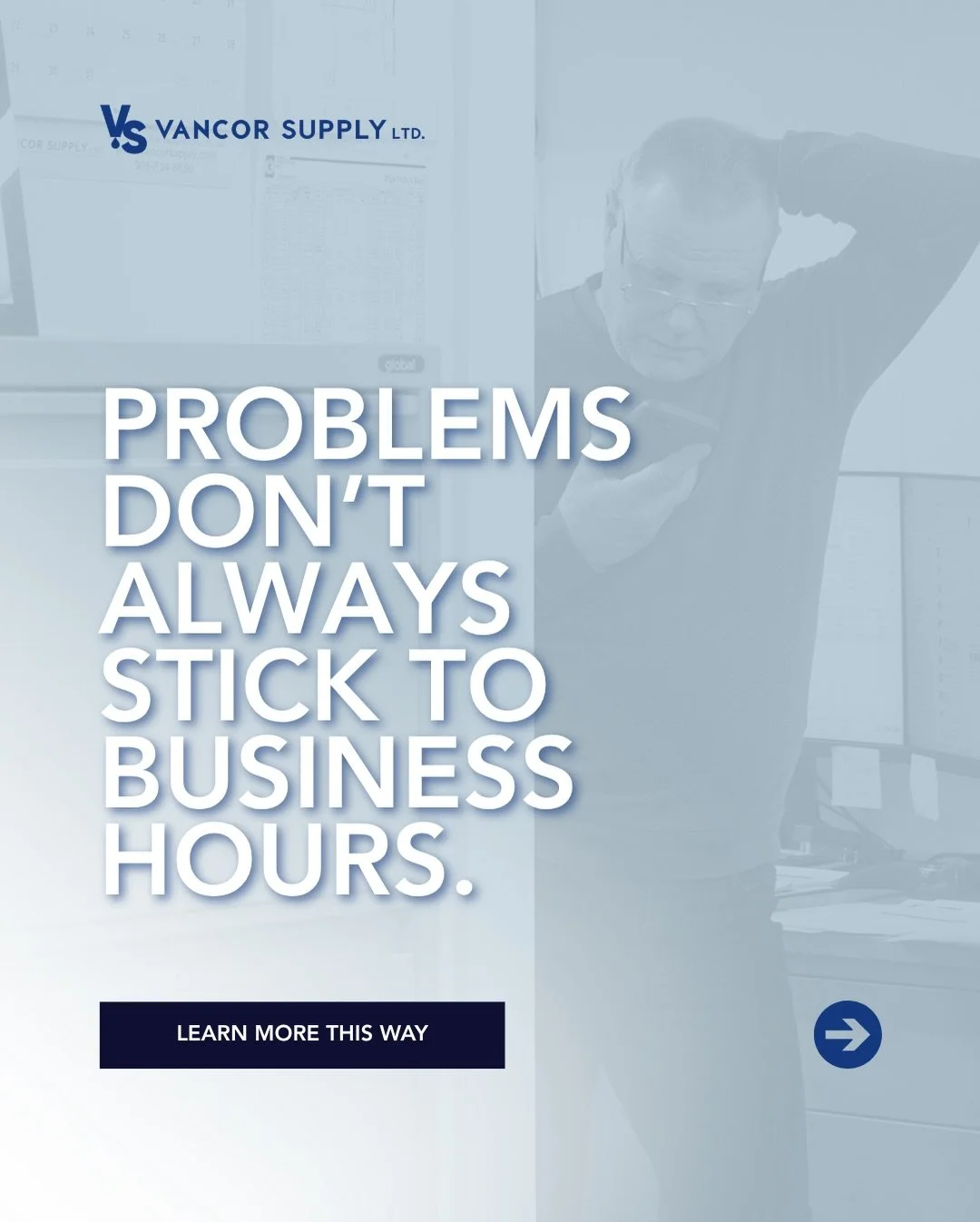 Water main breaks don&rsquo;t follow a schedule!

At Vancor Supply we are available 24/7 for emergency repairs. Pressure change, temperature change, or old age can all be factors in water main failures. We are here to get you the parts that you need 