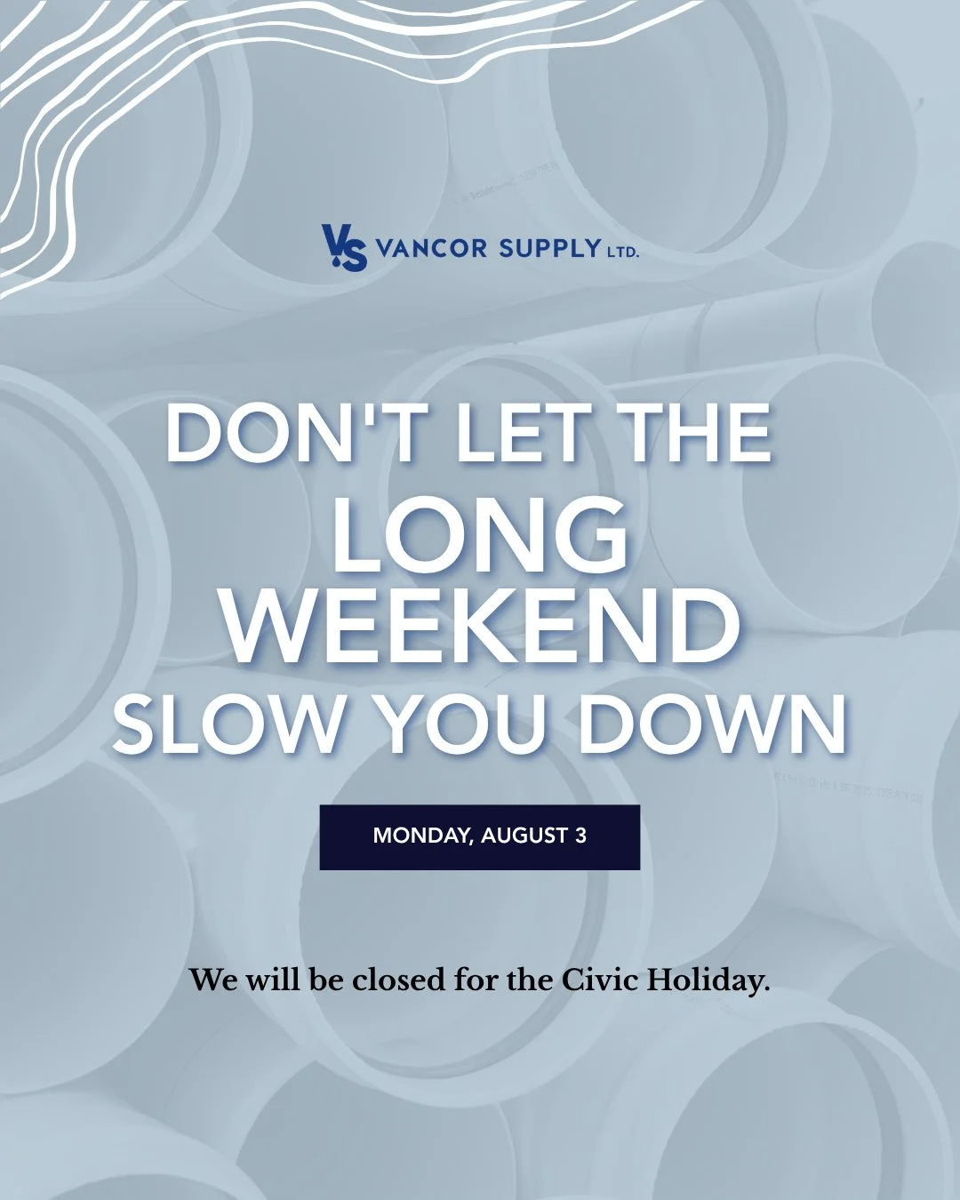 Please note that we will be closed on Monday, August 3rd.⁠
⁠
While our regular business hours will pause for the day, our 24/7 emergency service will remain available should an urgent issue arise. We're committed to supporting our customers when it m