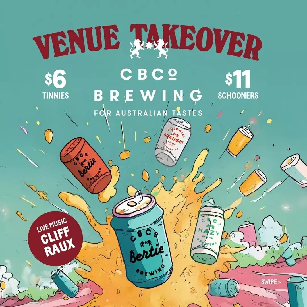 Our pals at CBCo are bringing the beers and our crew are pouring them! Join us for a cheeky venue take over from CBCo complete with live original music!

This Sunday the 18th. Doors open at 12pm 🍻