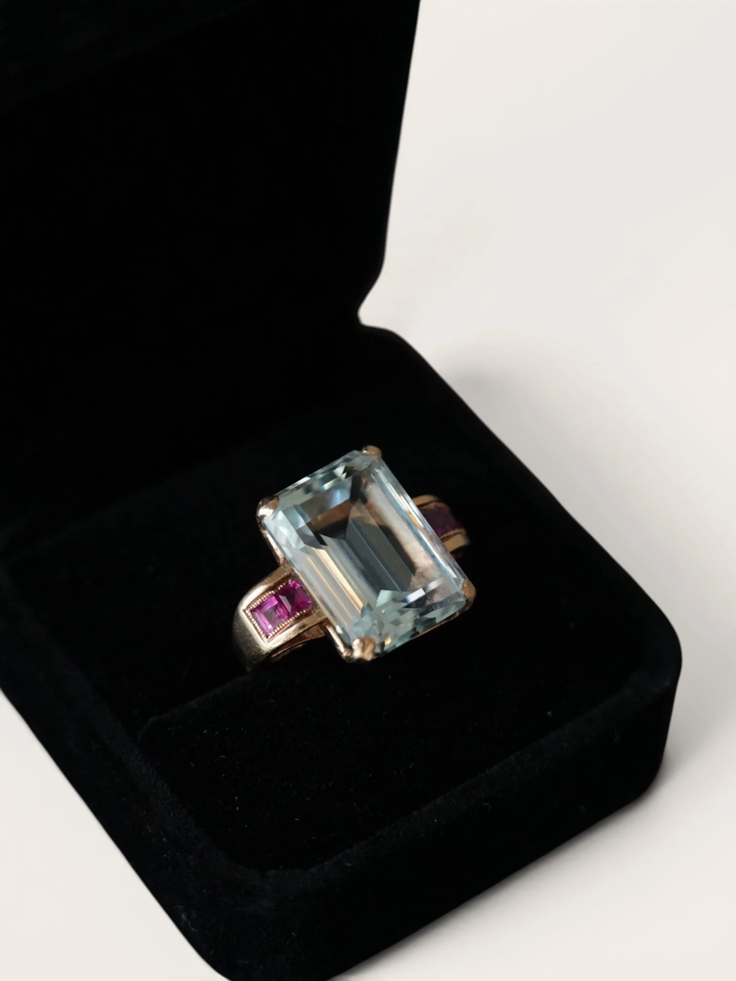 Aquamarine & Ruby 14ct Gold Ring