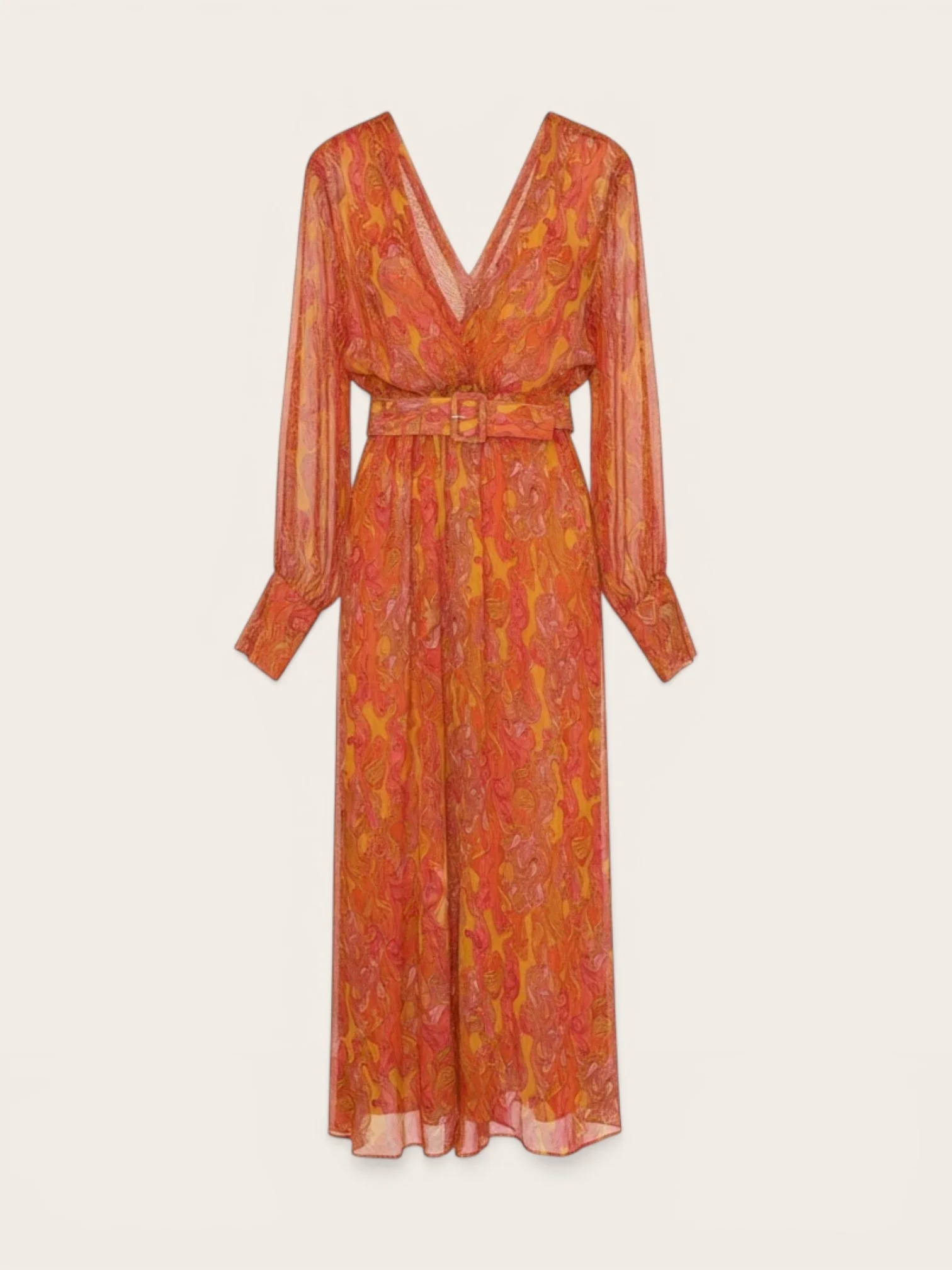 Scanlan Theodore Paisley Orange and Pink Dress