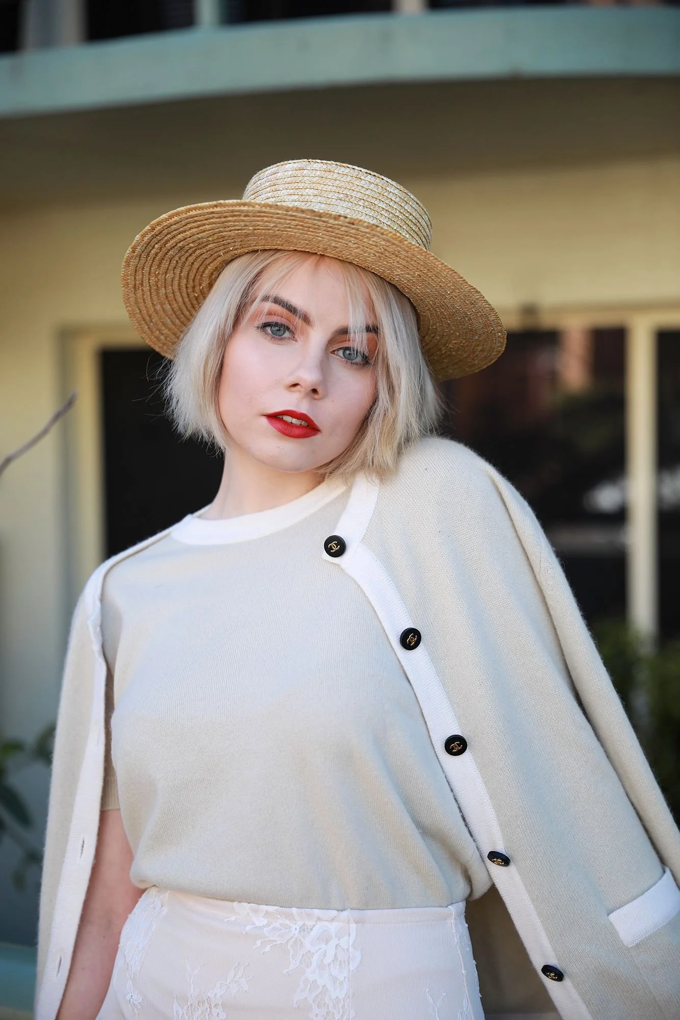 woman in luxury consignment clothing