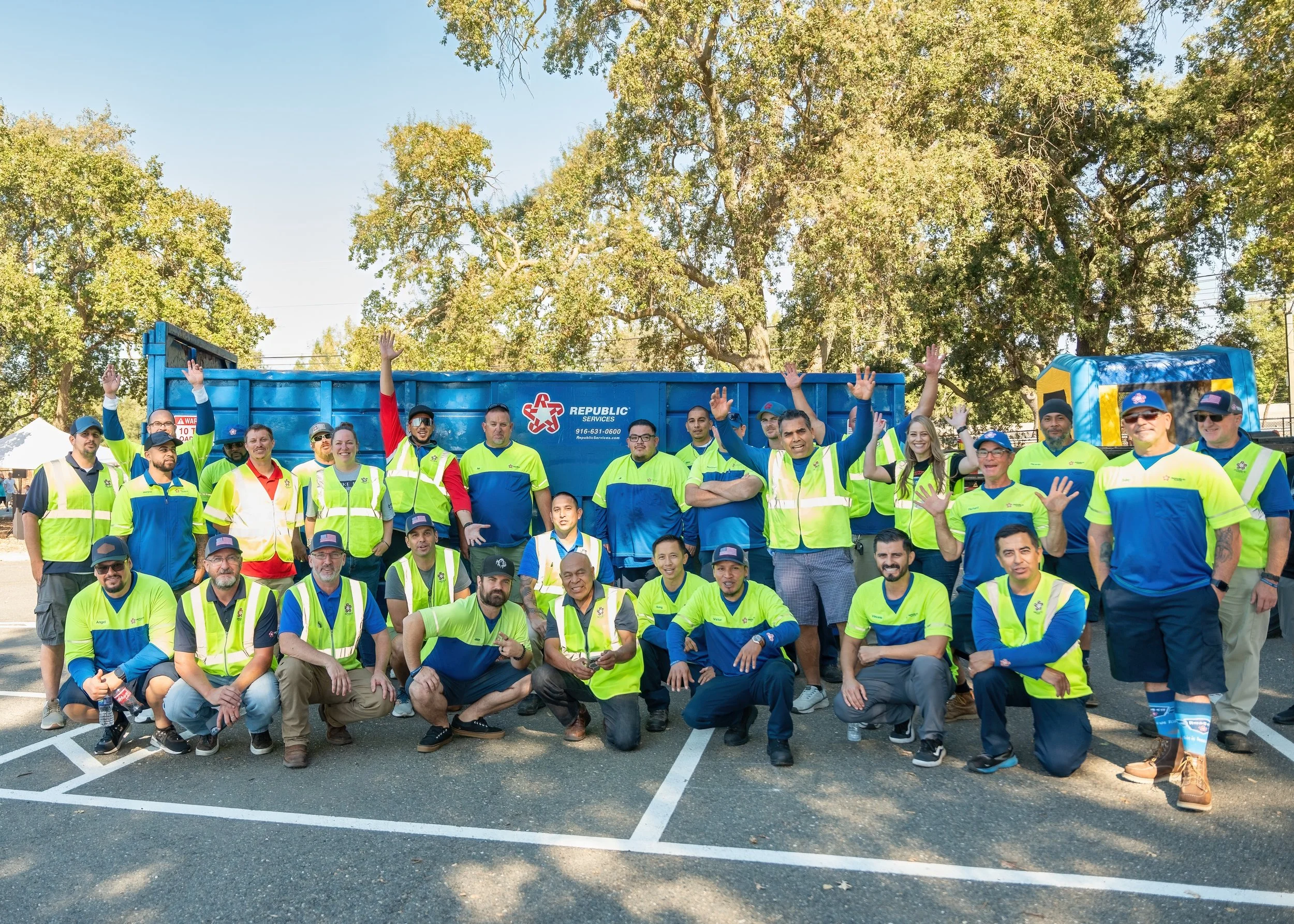 Prize ceremony at Republic Services Road-eo obstacle course event Sacramento 10. Ending group sh
