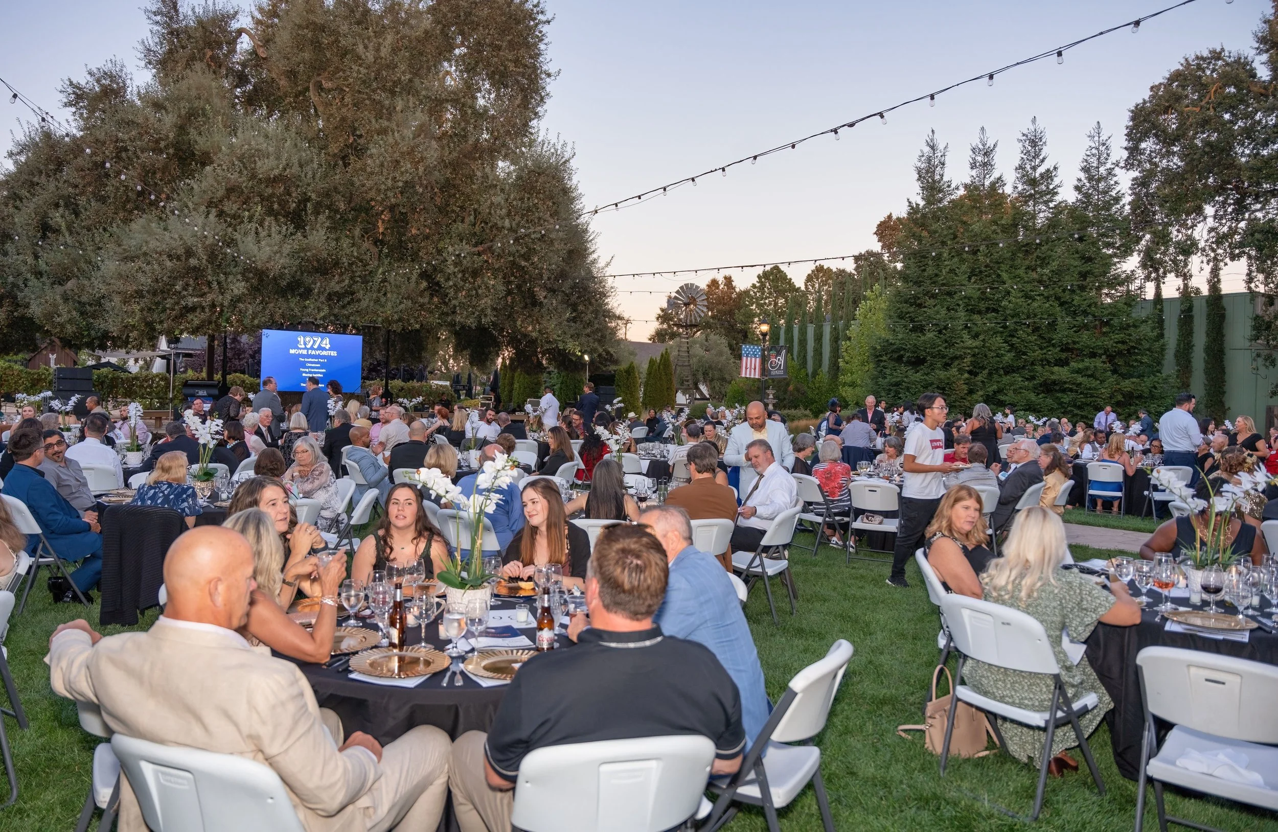 Wide shot of Elk Grove Food Bank 50th Anniversary Gala outdoor venue Sacramento event photographer