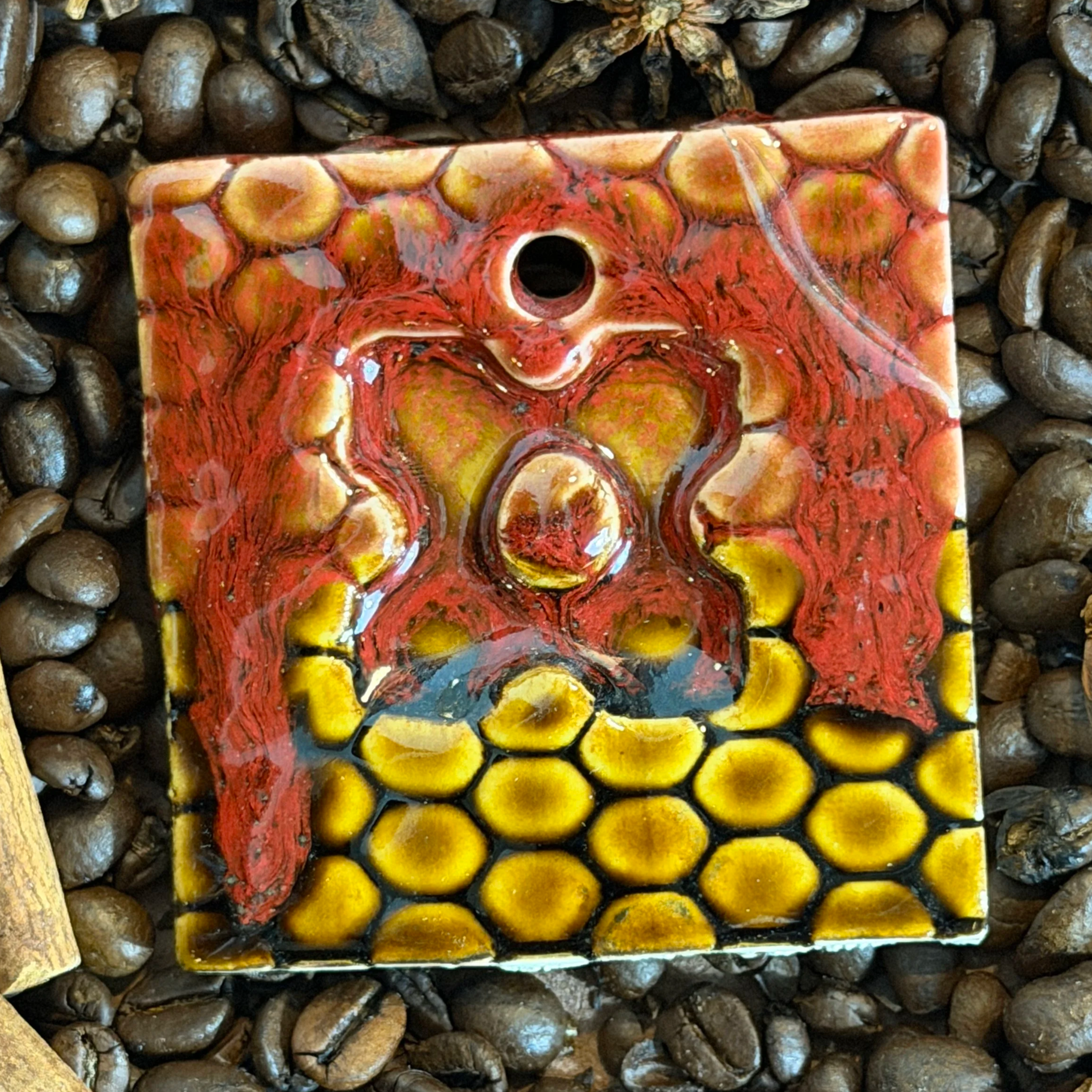 Red over Tenmoku Test Tile