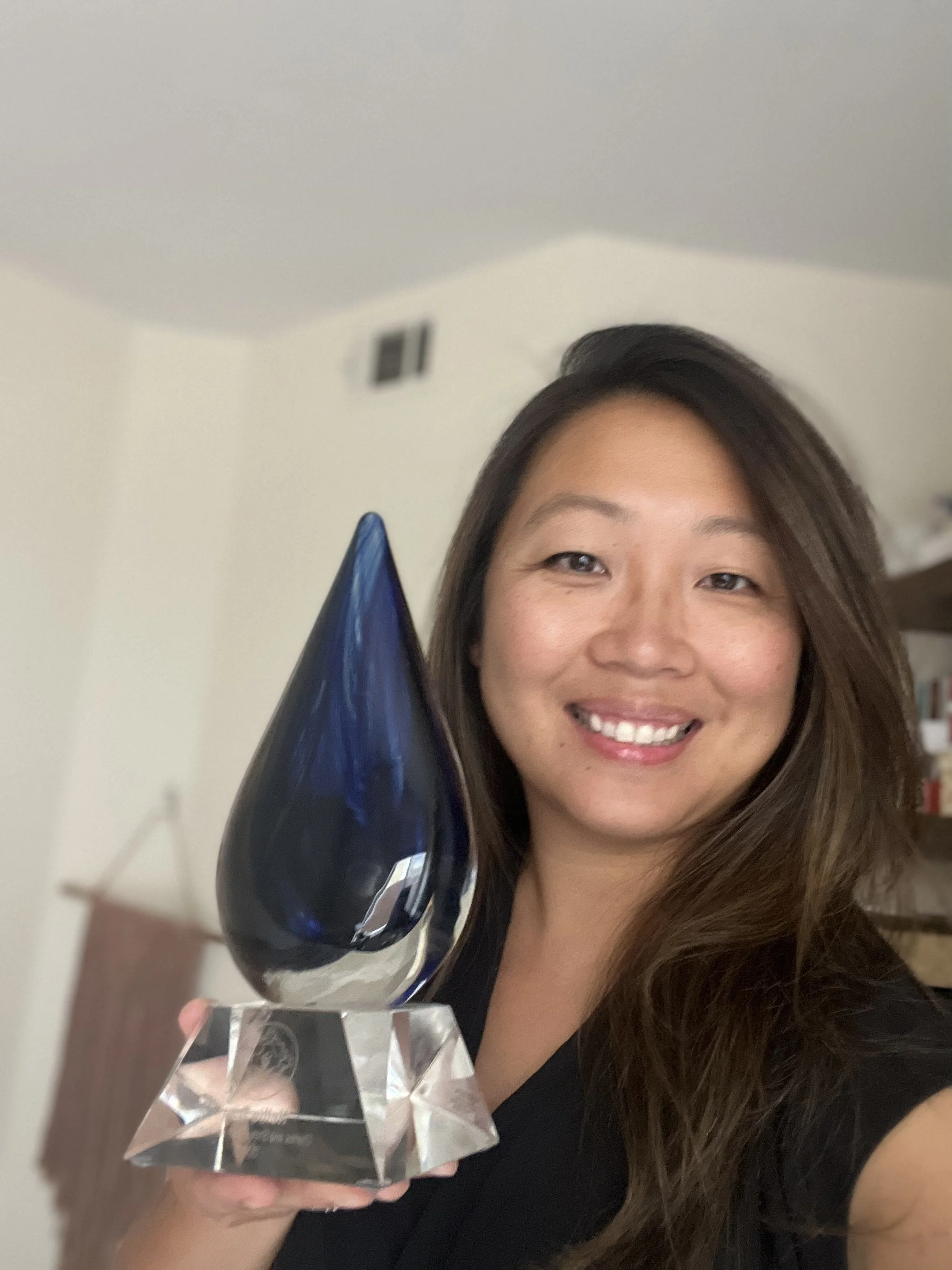 Nellie with Blue Award Trophy