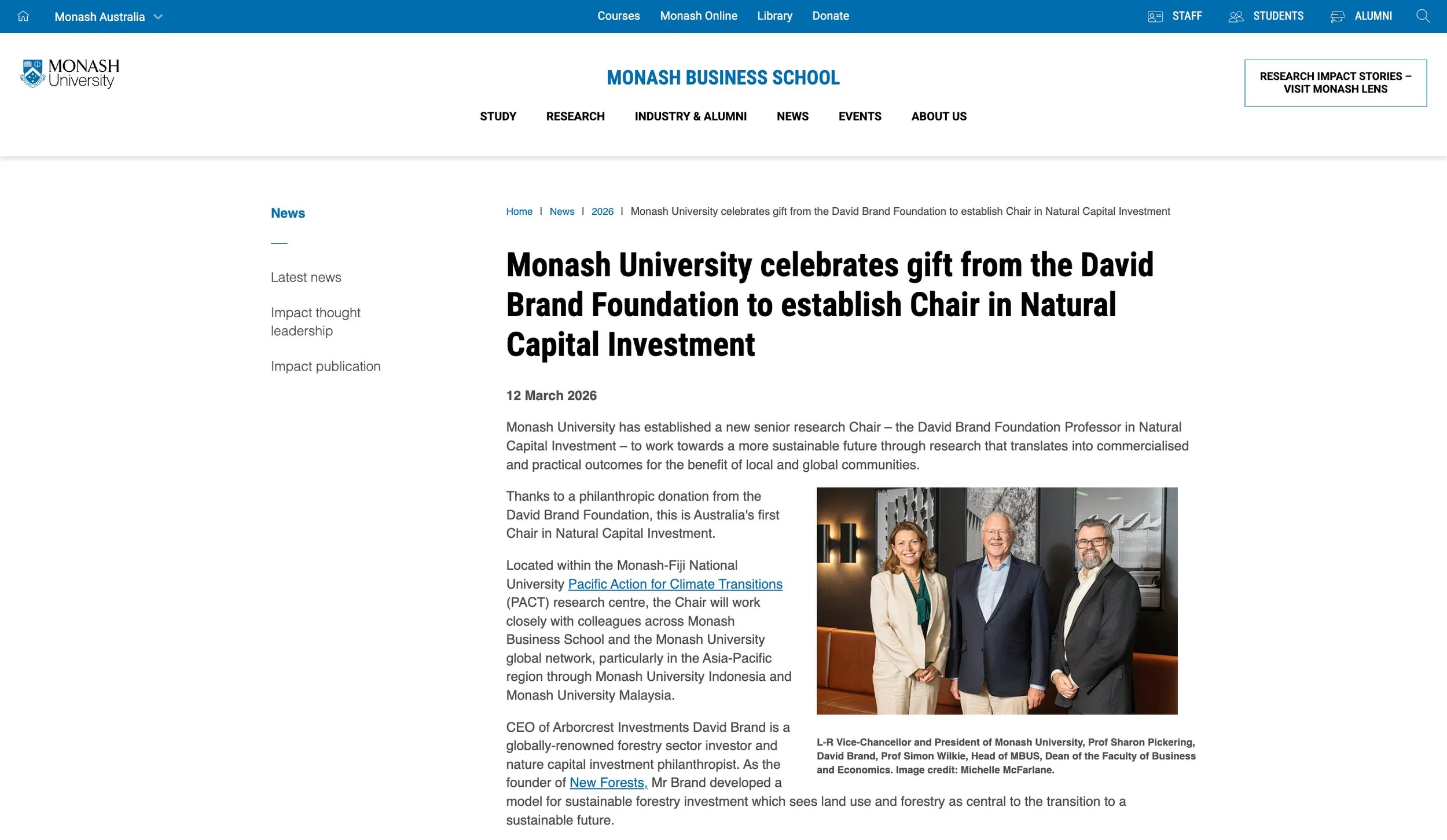 MMP studio photographs landmark Monash University philanthropy announcement