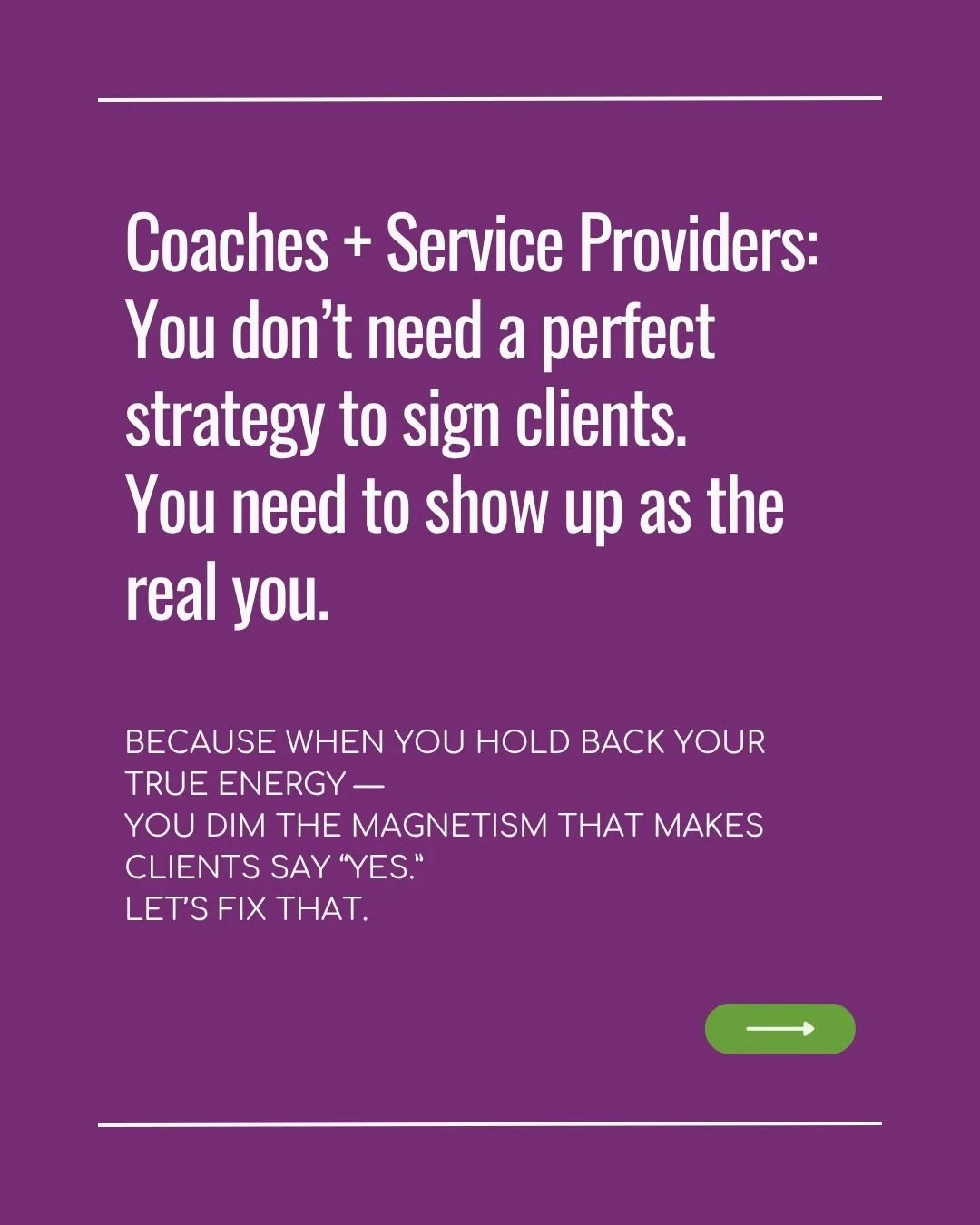 𝐂𝐨𝐚𝐜𝐡𝐞𝐬 + 𝐒𝐞𝐫𝐯𝐢𝐜𝐞 𝐏𝐫𝐨𝐯𝐢𝐝𝐞𝐫𝐬:

You don&rsquo;t attract dream clients by being perfect.

You attract them by being 𝑏𝑟𝑎𝑣𝑒𝑙𝑦 𝑦𝑜𝑢𝑟𝑠𝑒𝑙𝑓. 💛

That&rsquo;s what we&rsquo;re exploring at the next 𝐁𝐫𝐚𝐯𝐞 𝐂𝐨𝐟𝐟𝐞𝐞 ?