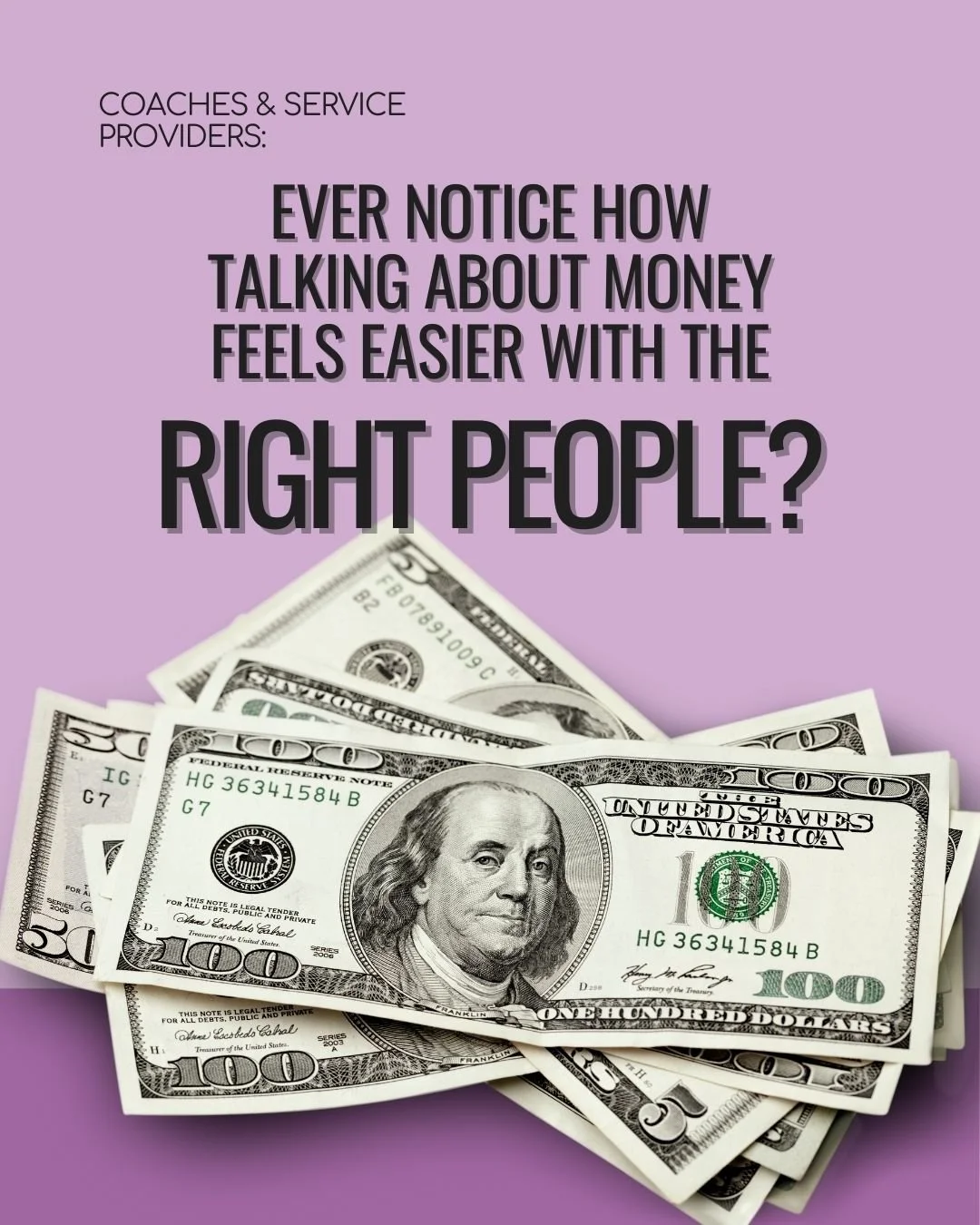 𝐂𝐨𝐚𝐜𝐡𝐞𝐬 &amp; 𝐒𝐞𝐫𝐯𝐢𝐜𝐞 𝐏𝐫𝐨𝐯𝐢𝐝𝐞𝐫𝐬:

Talking about money becomes easier when you&rsquo;re in the right room.

For years, I felt like I had to figure out everything alone:

pricing, raising my rates, valuing my work&hellip; all of 