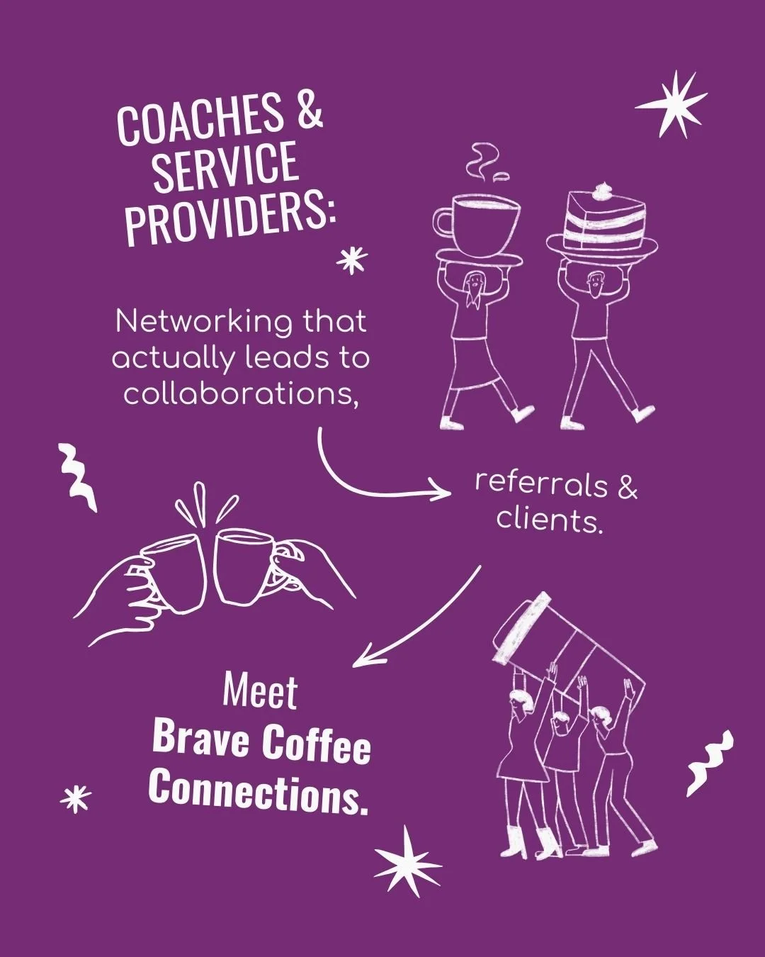 𝐂𝐨𝐚𝐜𝐡𝐞𝐬 &amp; 𝐒𝐞𝐫𝐯𝐢𝐜𝐞 𝐏𝐫𝐨𝐯𝐢𝐝𝐞𝐫𝐬:

If you&rsquo;re tired of networking that feels like a pitch-fest instead of real connection,

you&rsquo;re going to love 𝐁𝐫𝐚𝐯𝐞 𝐂𝐨𝐟𝐟𝐞𝐞 𝐂𝐨𝐧𝐧𝐞𝐜𝐭𝐢𝐨𝐧𝐬.

It&rsquo;s where real c