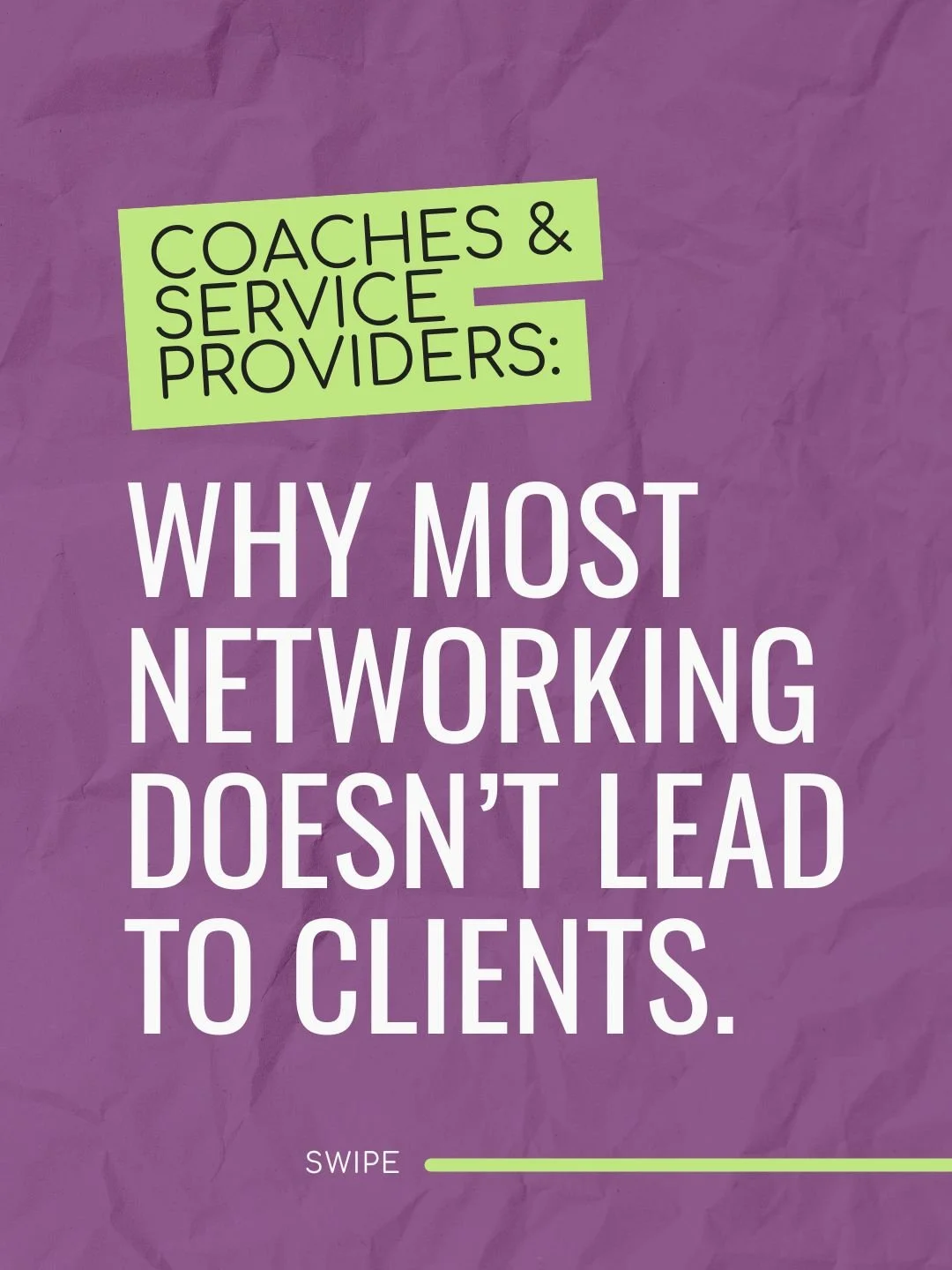 𝐂𝐨𝐚𝐜𝐡𝐞𝐬 &amp; 𝐒𝐞𝐫𝐯𝐢𝐜𝐞 𝐏𝐫𝐨𝐯𝐢𝐝𝐞𝐫𝐬: 𝐢𝐟 𝐧𝐞𝐭𝐰𝐨𝐫𝐤𝐢𝐧𝐠 𝐡𝐚𝐬𝐧&rsquo;𝐭 𝐥𝐞𝐝 𝐭𝐨 𝐜𝐥𝐢𝐞𝐧𝐭𝐬 𝐟𝐨𝐫 𝐲𝐨𝐮, 𝐢𝐭&rsquo;𝐬 𝐧𝐨𝐭 𝐛𝐞𝐜𝐚𝐮𝐬𝐞 𝐲𝐨𝐮&rsquo;𝐫𝐞 𝐛𝐚𝐝 𝐚𝐭 𝐢𝐭.

It&rsquo;s because most networking 