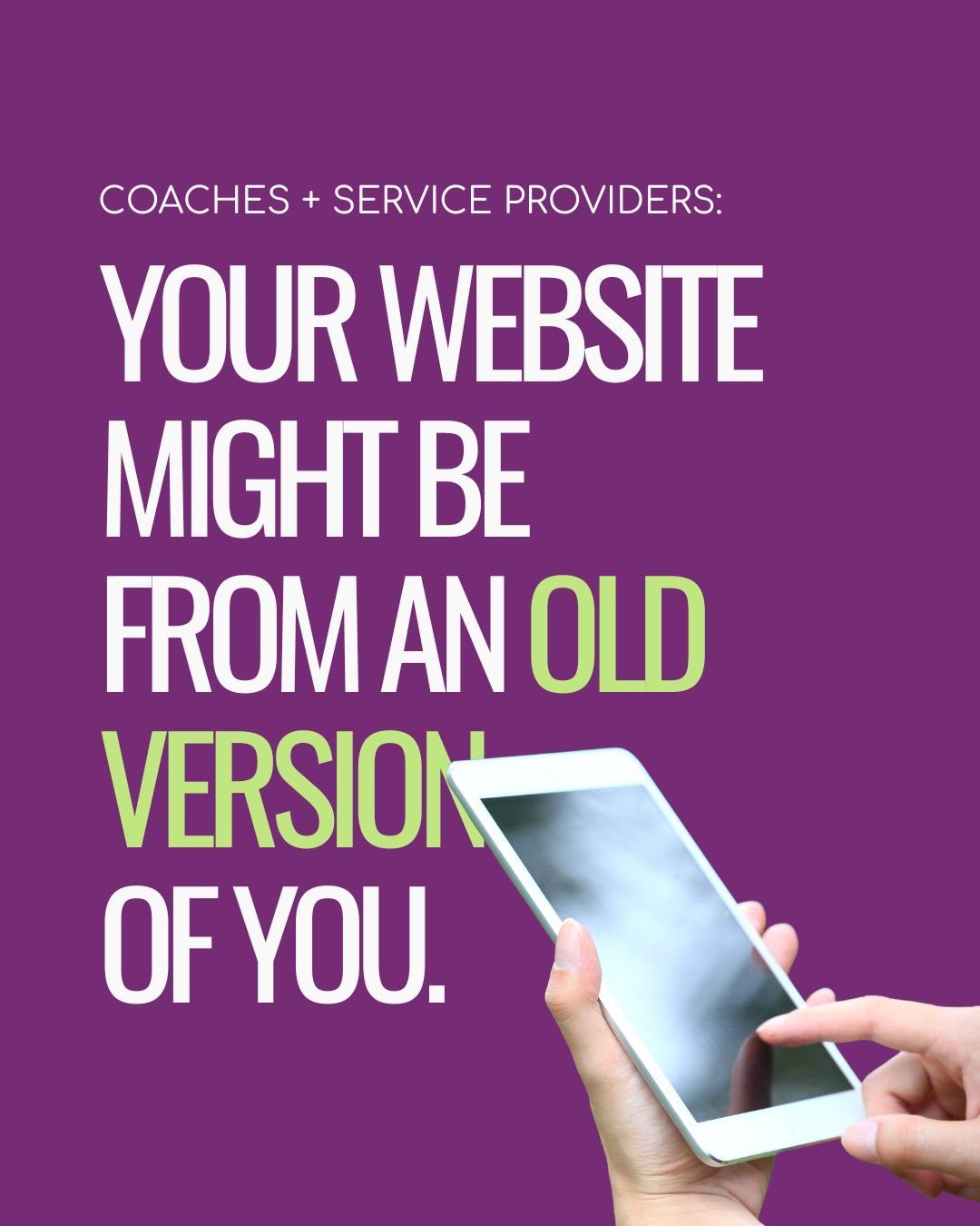 𝐂𝐨𝐚𝐜𝐡𝐞𝐬 + 𝐒𝐞𝐫𝐯𝐢𝐜𝐞 𝐏𝐫𝐨𝐯𝐢𝐝𝐞𝐫𝐬: 𝐘𝐨𝐮𝐫 𝐖𝐞𝐛𝐬𝐢𝐭𝐞 𝐌𝐢𝐠𝐡𝐭 𝐁𝐞 𝐅𝐫𝐨𝐦 𝐚𝐧 𝐎𝐥𝐝 𝐕𝐞𝐫𝐬𝐢𝐨𝐧 𝐨𝐟 𝐘𝐨𝐮.

You&rsquo;ve been in business for a few years.

You&rsquo;ve tried different things.

You&rsquo;ve pivoted.
