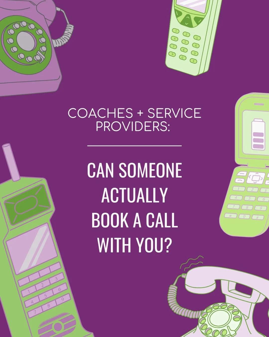 𝐂𝐨𝐚𝐜𝐡𝐞𝐬 + 𝐒𝐞𝐫𝐯𝐢𝐜𝐞 𝐏𝐫𝐨𝐯𝐢𝐝𝐞𝐫𝐬: 𝐂𝐚𝐧 𝐬𝐨𝐦𝐞𝐨𝐧𝐞 𝐚𝐜𝐭𝐮𝐚𝐥𝐥𝐲 𝐛𝐨𝐨𝐤 𝐚 𝐜𝐚𝐥𝐥 𝐰𝐢𝐭𝐡 𝐲𝐨𝐮?

This came up with a client this week.

We were talking through her website and next steps, and she said:

&ldquo;Right n