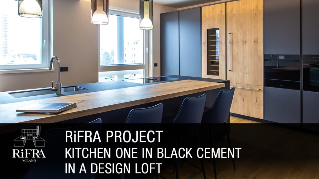 Cuisine ONE en béton noir dans un loft de Design