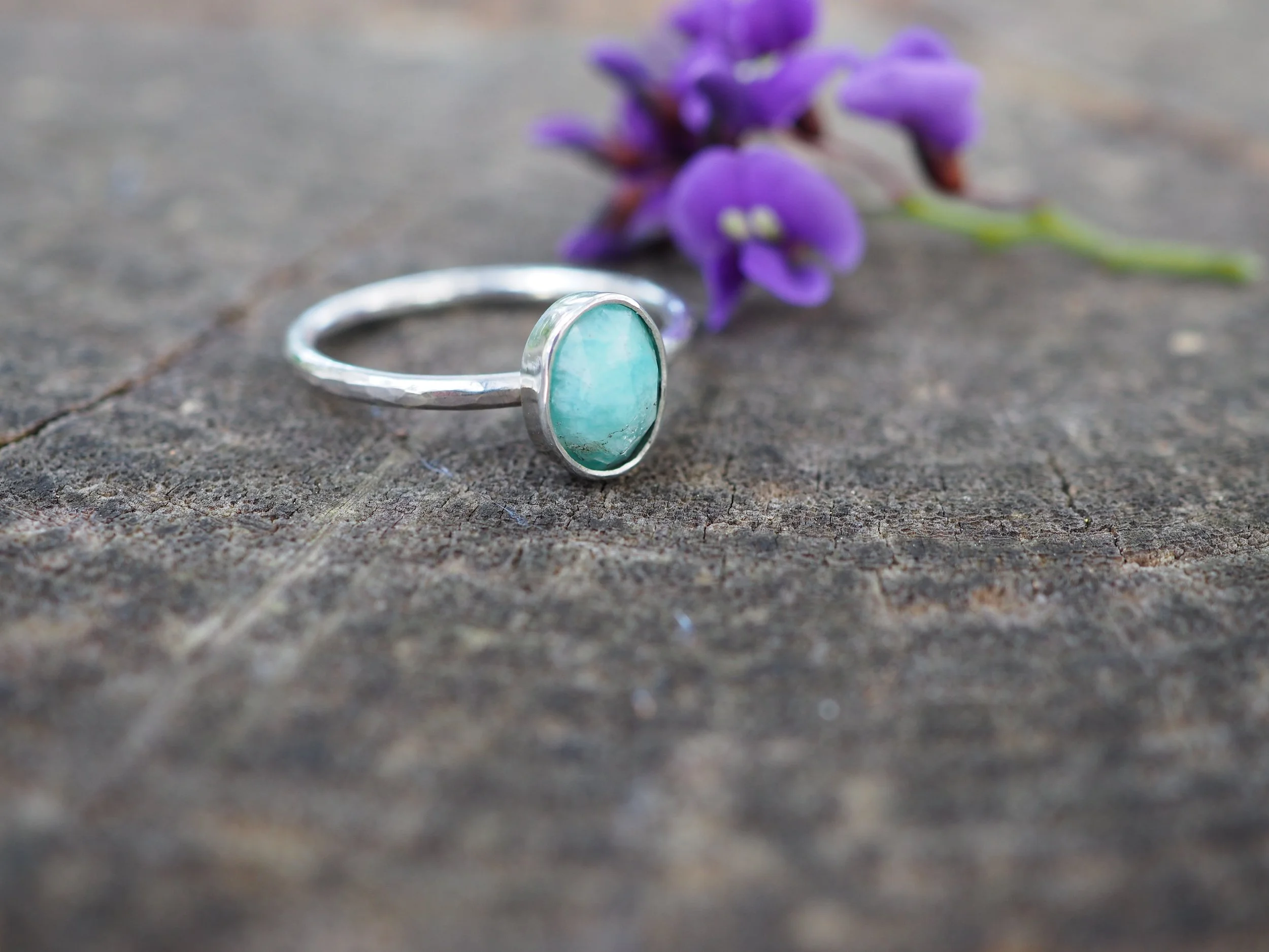 Amazonite Sterling Silver Stacking Ring