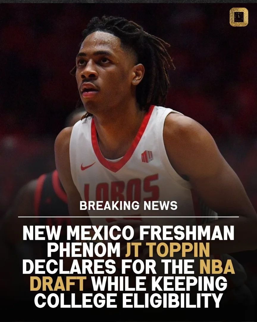 New Mexico Lobo's freshman phenom, JT Toppin @j1izzle, is taking a leap towards his NBA dreams while keeping his college eligibility. Known for his explosive plays and dominating presence on the court. The 6&rsquo;9 freshman from Dallas, was named Mo