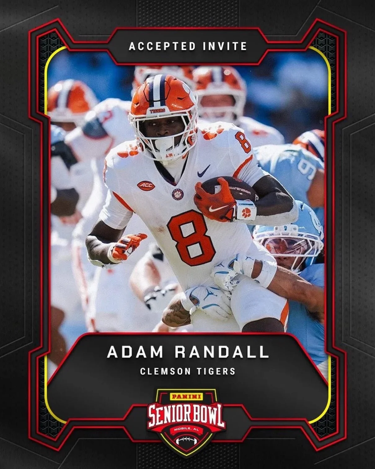 Congratulations Adam on being selected to the Panini Senior Bowl! 

Adam, among other top college prospects, will be playing on January 31st in Mobile, Alabama. Wishing Adam nothing but success as he keeps chasing his dream⌚️ #BD