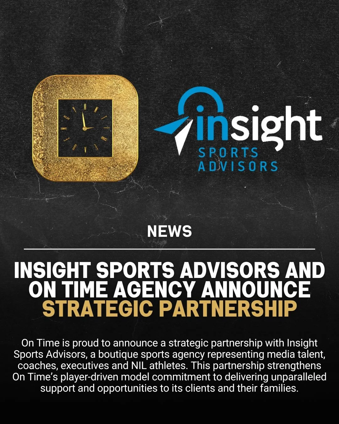 Big News!🚨 We&rsquo;re thrilled to announce our strategic partnership with Insight Sports Advisors. Together, we&rsquo;re able to elevate the player-driven model to new heights and expand our mission to empower our clients. 

This partnership is a t