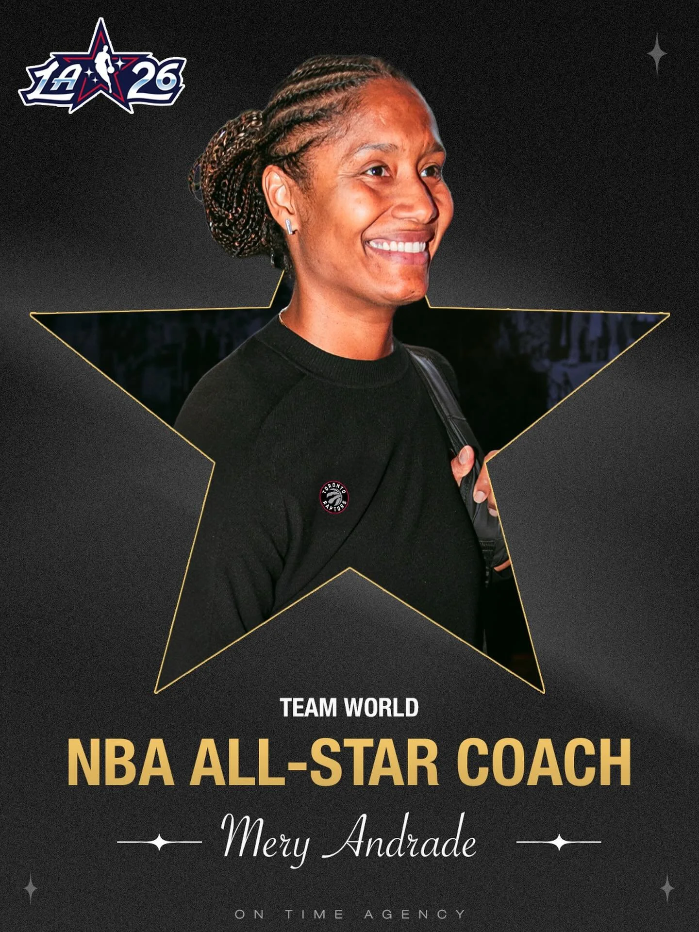 Mery Andrade and the Toronto Raptors coaching staff will represent Team World at All-Star Weekend in Los Angeles! Congratulations @mery23andrade⭐