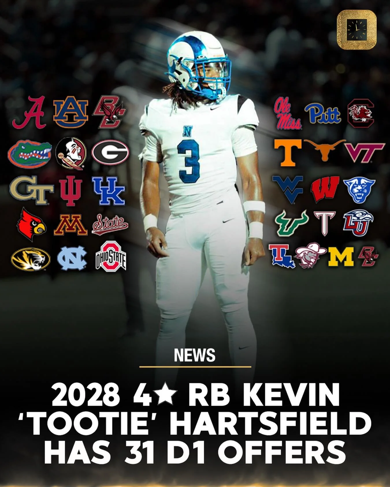 Get familiar with Kevin Hartsfield! The elite 2028 RB is on the rise with 31 D1 offers and counting. We&rsquo;re proud of the work he&rsquo;s put in. Keep shining @kevinhartsfield_k3⭐