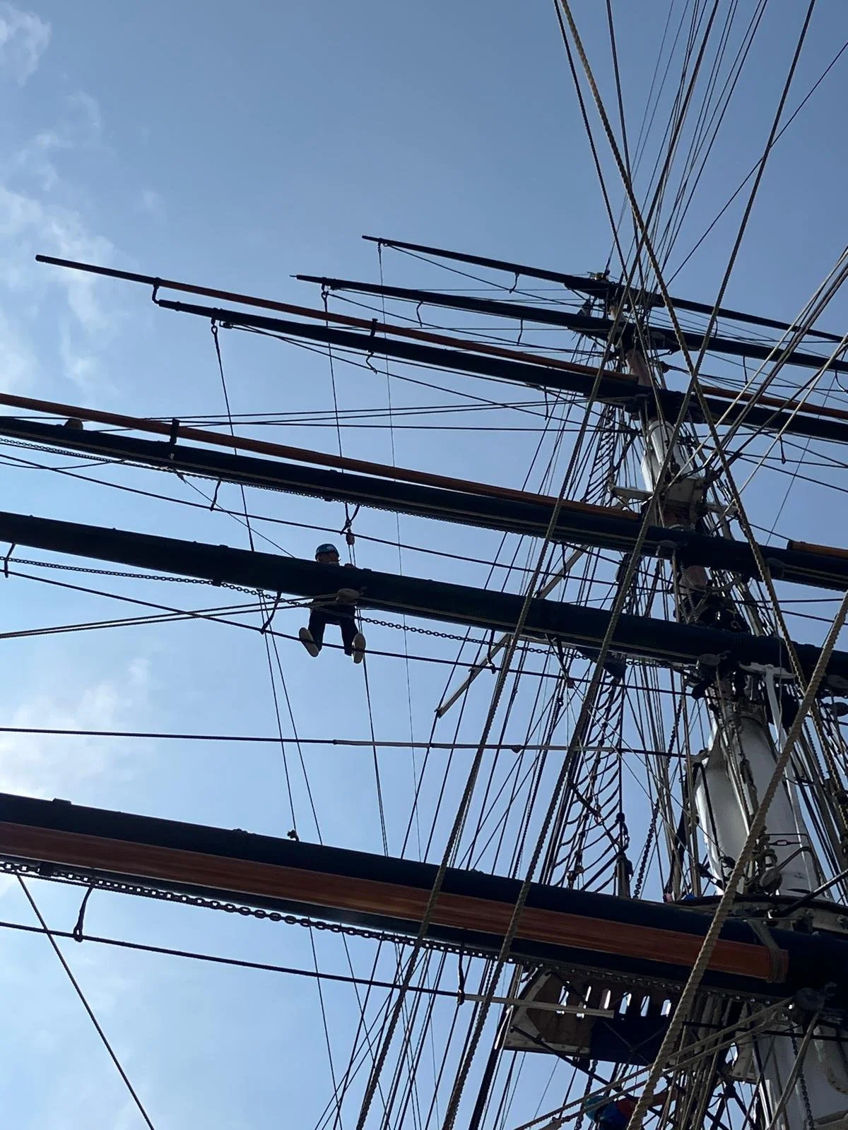 Climbing up the rigging of the Cutty Sark