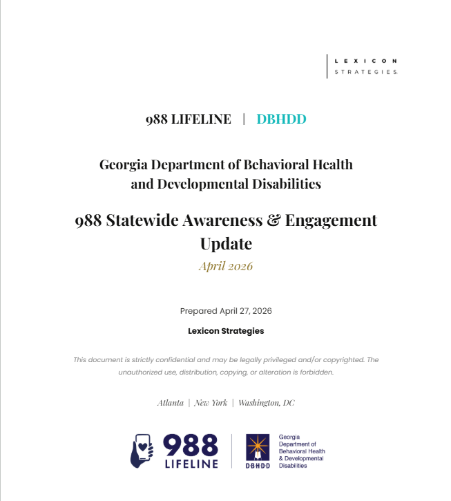 988 STATEWIDE AWARENESS &amp; ENGAGEMENT UPDATE — APRIL 2026
