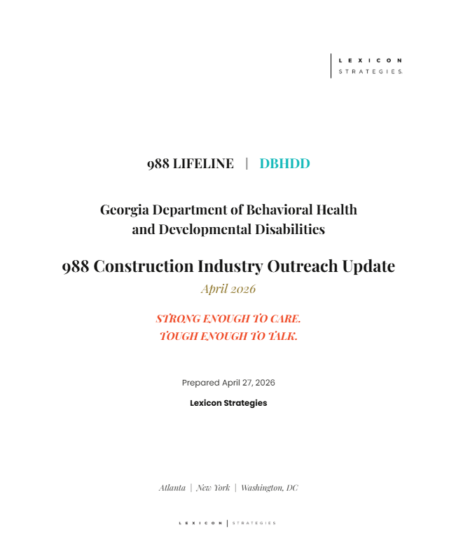 GEORGIA 988 CONSTRUCTION INDUSTRY OUTREACH UPDATE — APRIL 2026