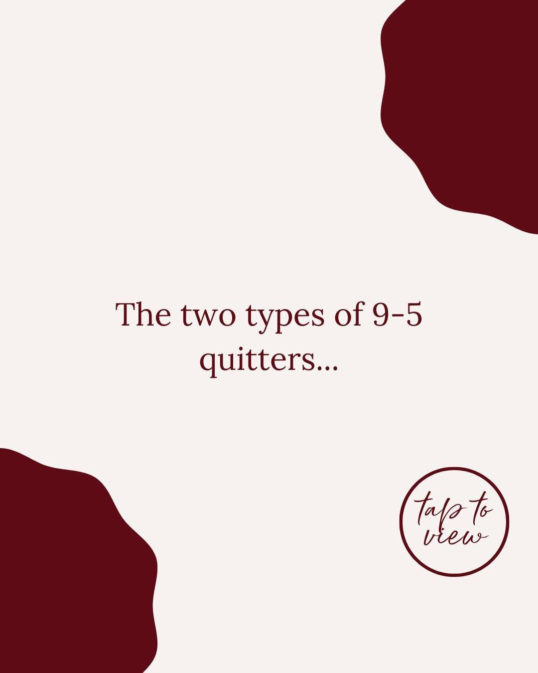 There are two types of 9-to-5 quitters ⬇️⁠
⁠
Which were/are you - I wanna know! ⁠
⁠
➡️ The Leaper⁠
This is the person who doesn&rsquo;t need a safety net. They intuitively know that it&rsquo;s time to quit and while they don&rsquo;t know the details,