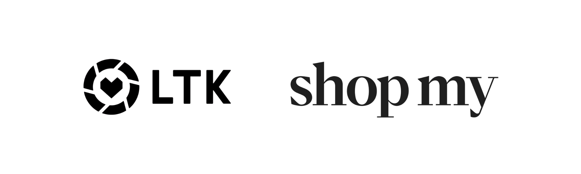 Logo with a circular design containing a heart and the text 'LTK shop my'.