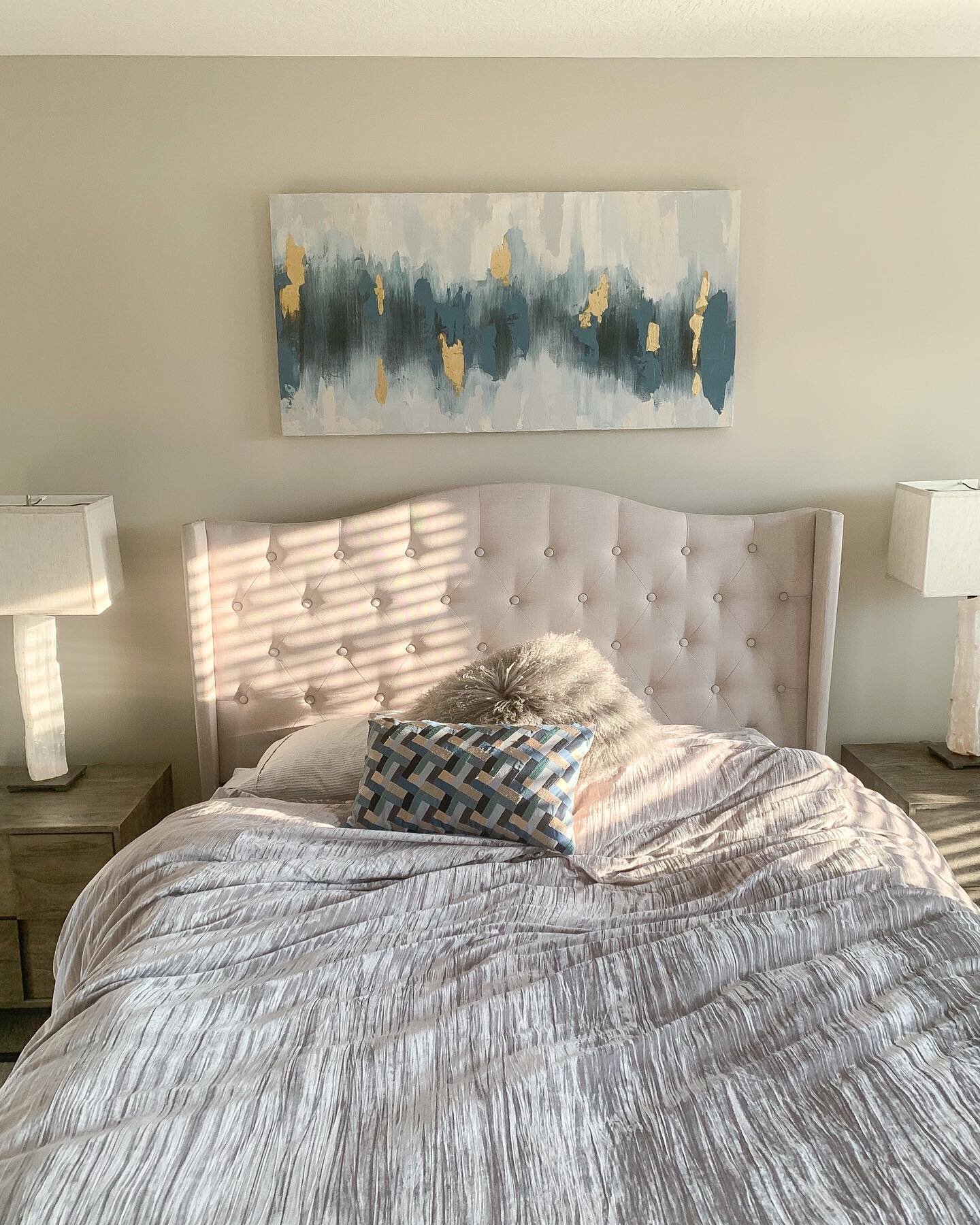 Glad to see this 24&rdquo; x 48&rdquo; abstract made its home in a bedroom that gets all the good morning light 🌞