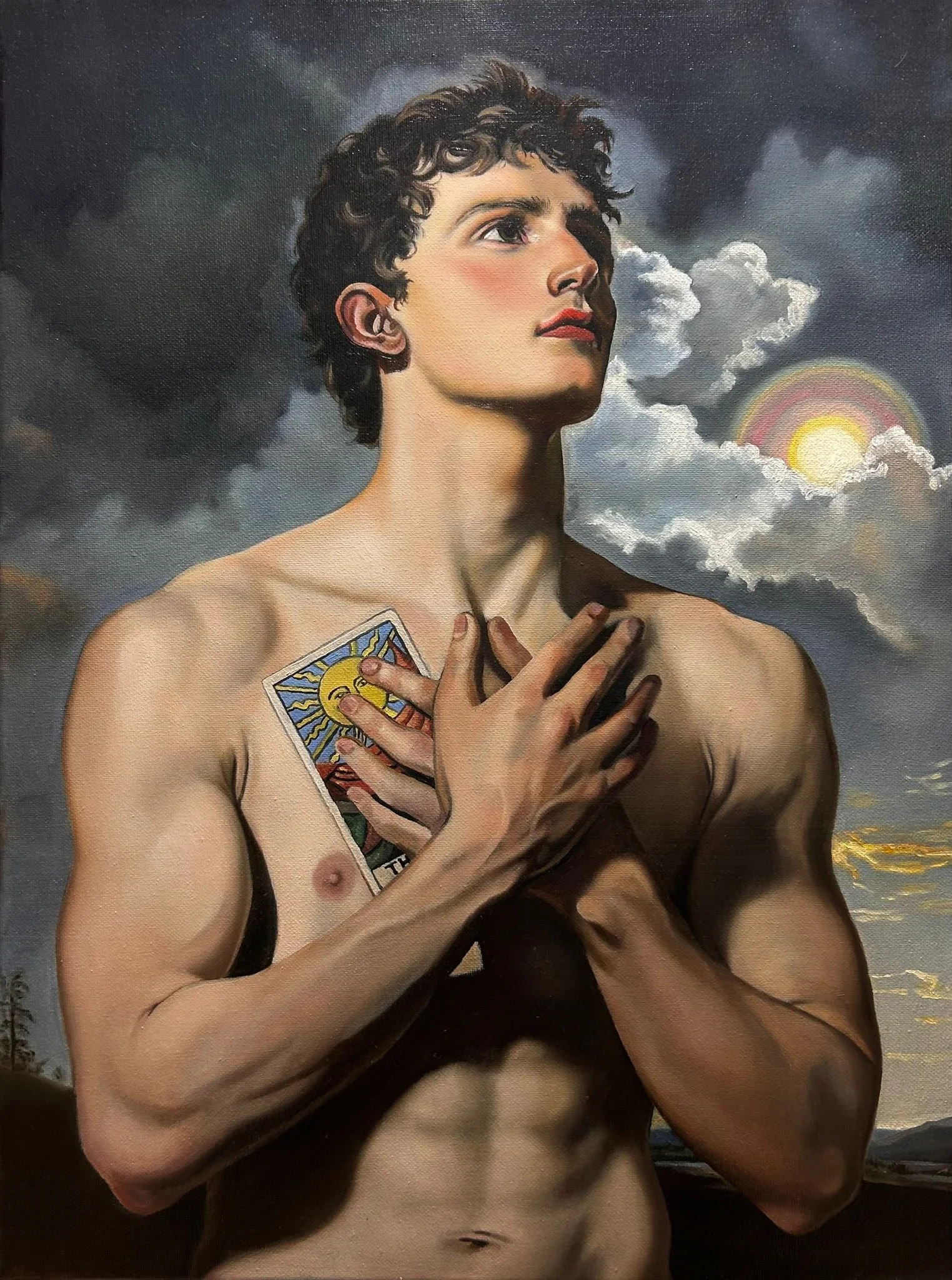“The Sun” is an original oil painting by Alexander Weaver inspired by the enduring symbolism of the tarot card of the same name, an emblem of illumination, truth, and spiritual renewal.