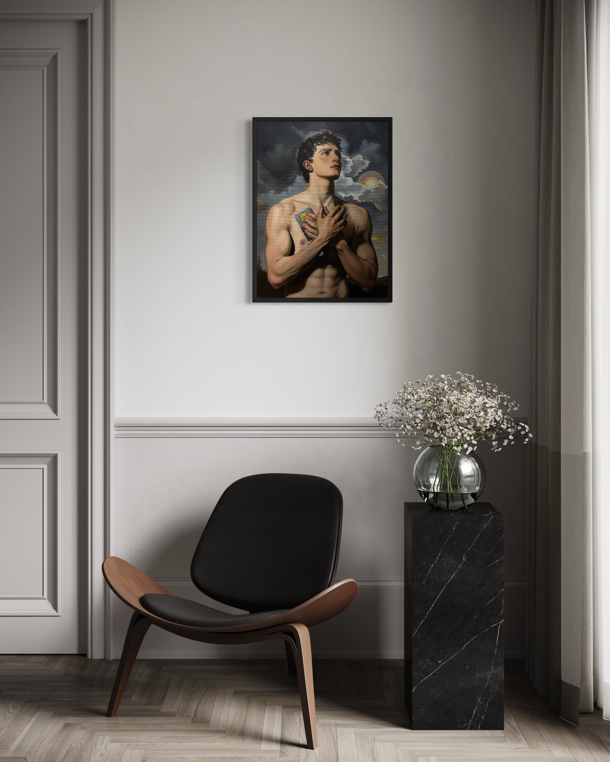 “The Sun” is an original oil painting by Alexander Weaver inspired by the enduring symbolism of the tarot card of the same name, an emblem of illumination, truth, and spiritual renewal.