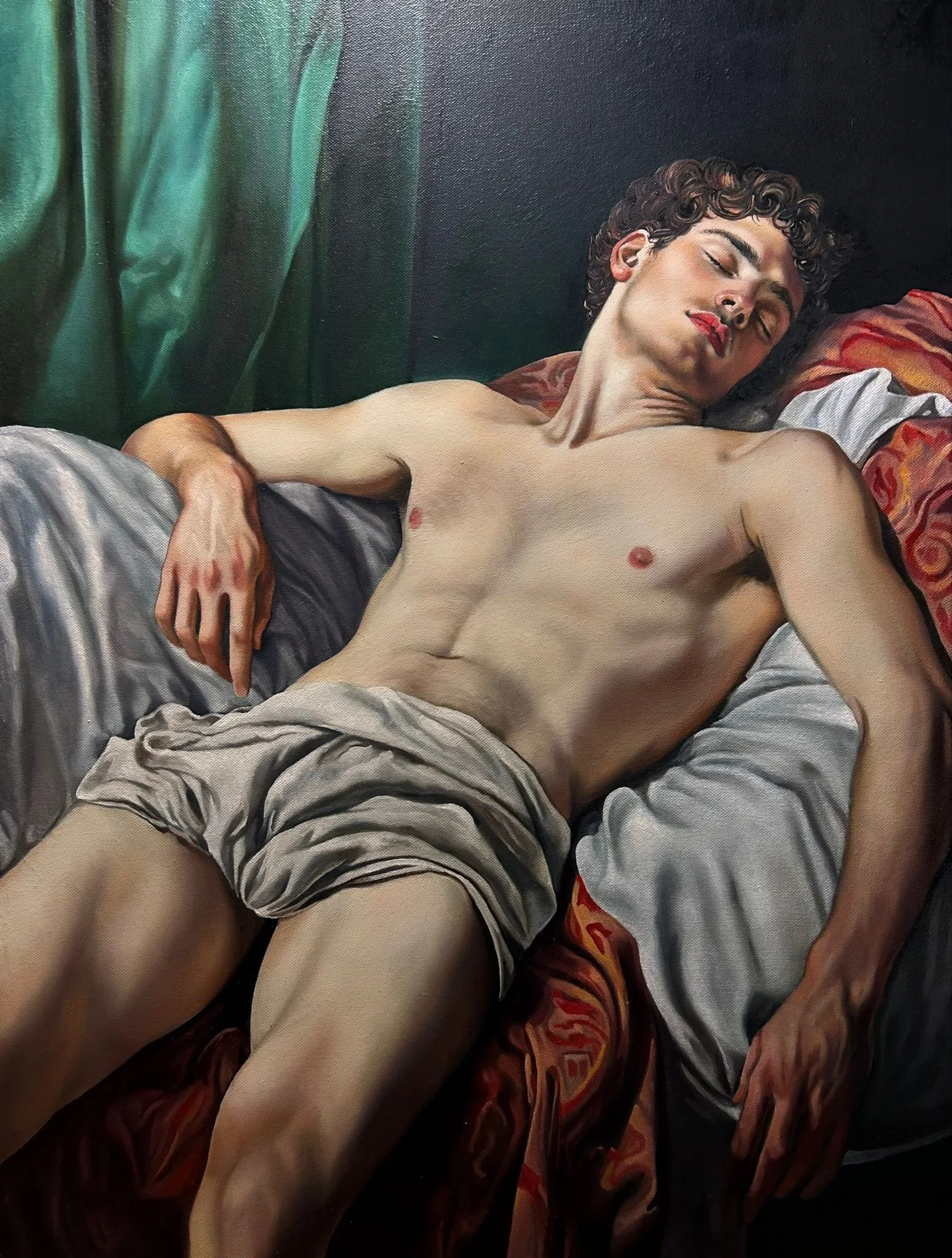 Endymion III is an original oil painting by Alexander Weaver that revisits the classical Greek myth of Endymion, the eternally youthful shepherd