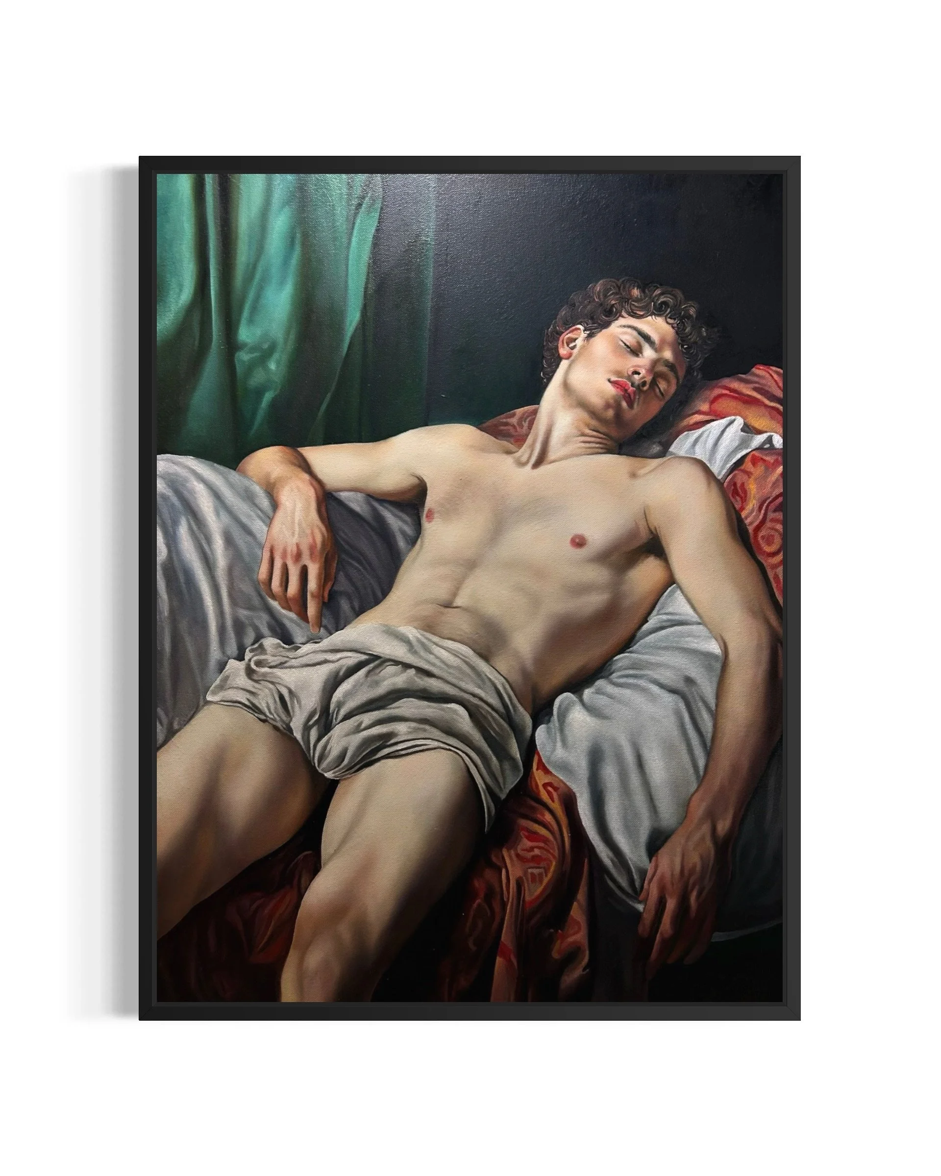 Endymion III is an original oil painting by Alexander Weaver that revisits the classical Greek myth of Endymion, the eternally youthful shepherd