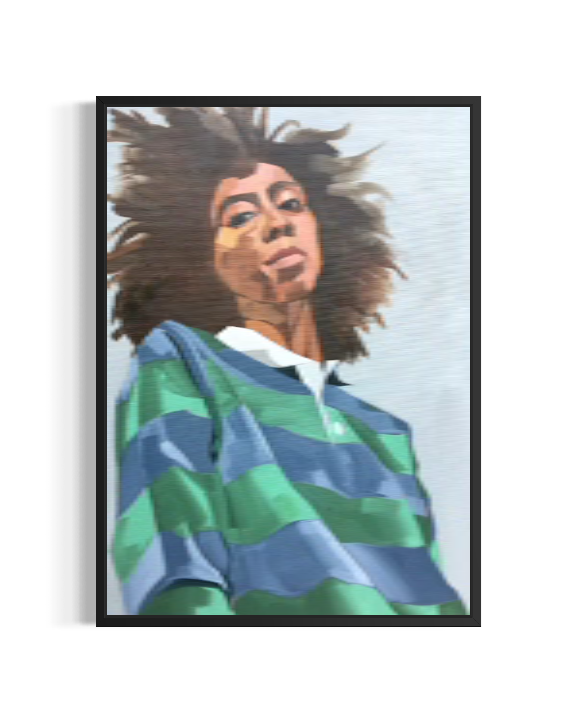 Play by Denise Heard is an original oil painting that captures the energy, determination, and confidence of a female footballer.