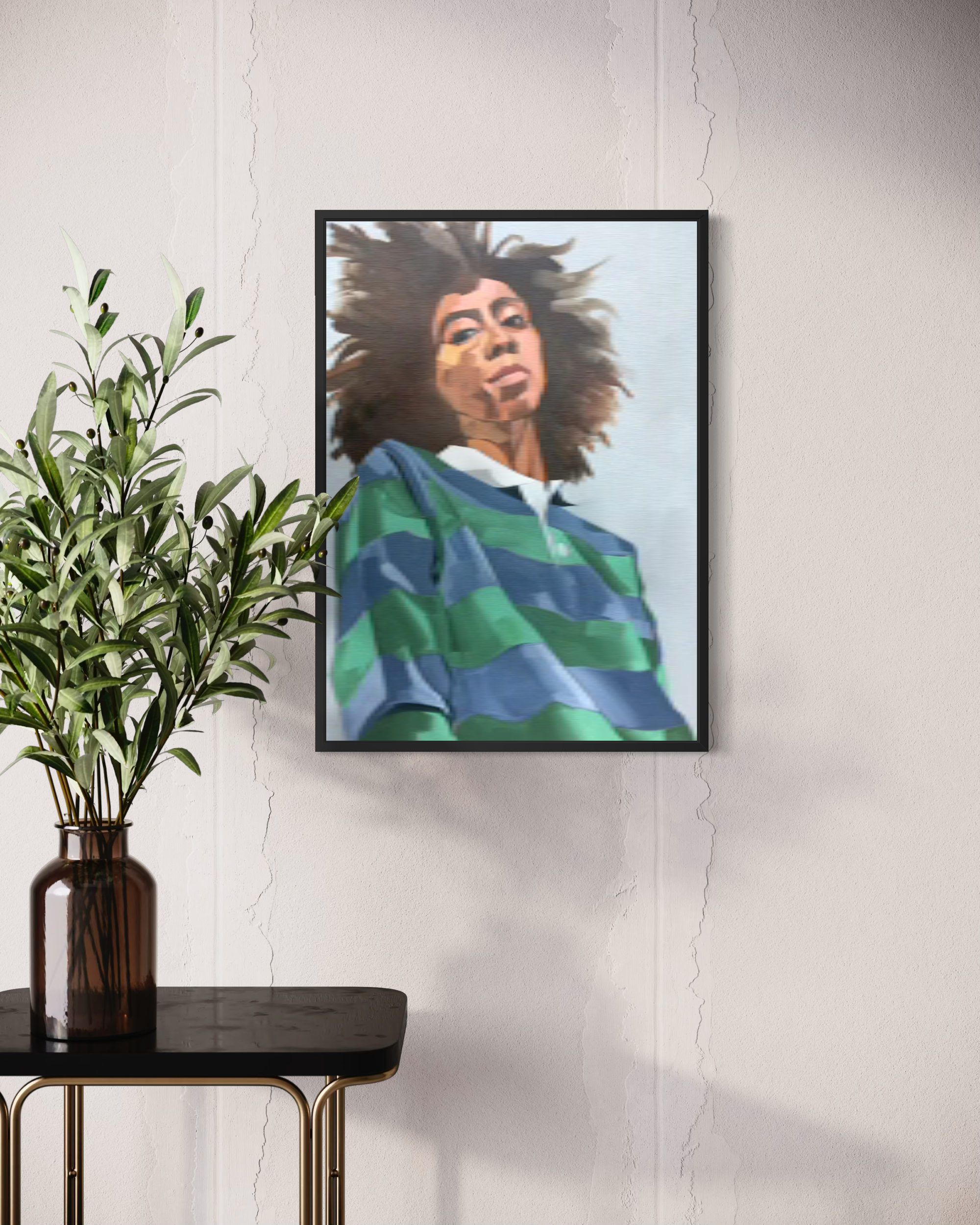 Play by Denise Heard is an original oil painting that captures the energy, determination, and confidence of a female footballer.