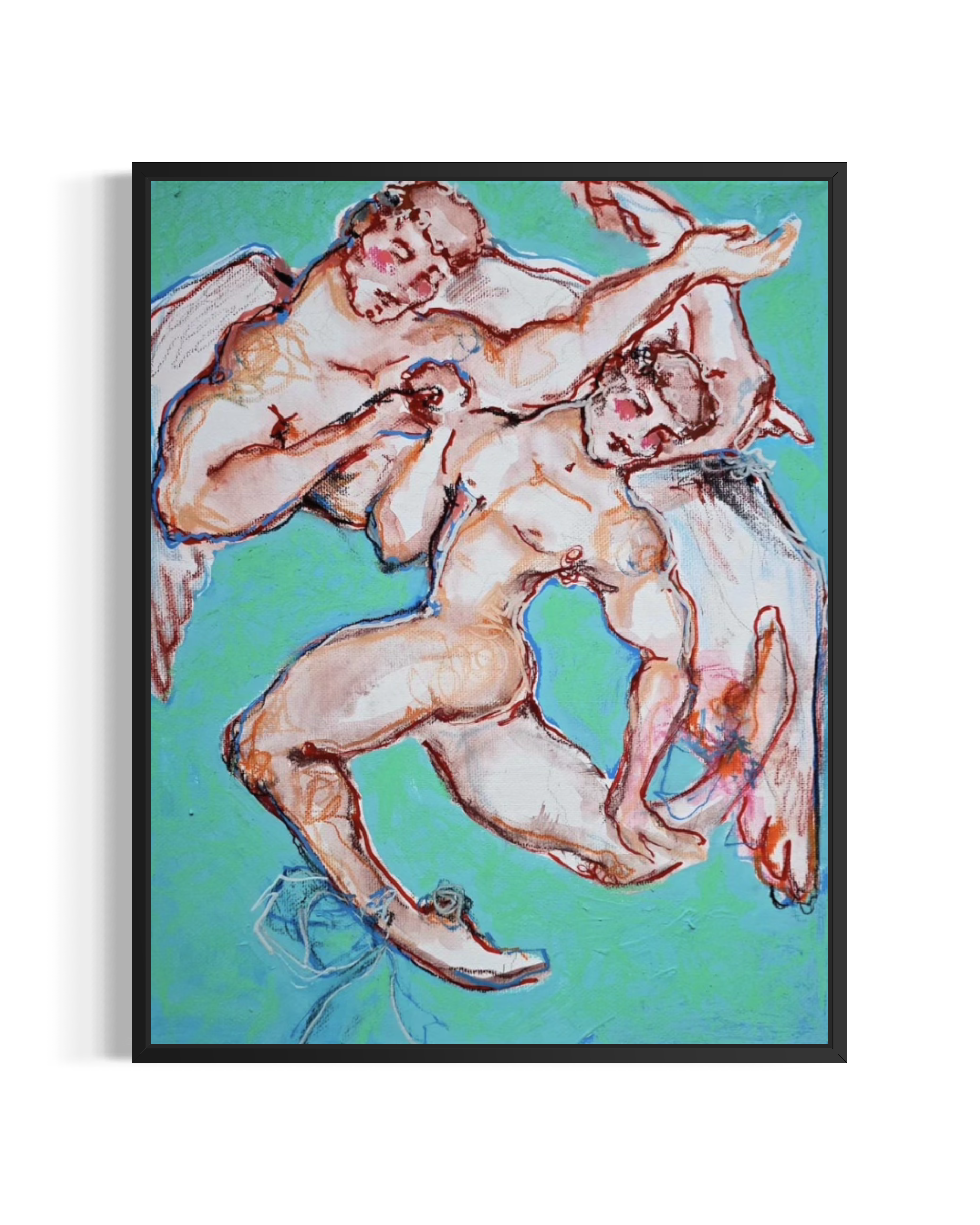 Cupids is a vibrant original painting that captures a scene of youthful abandon, filled with energy, spontaneity, and a sense of carefree freedom.