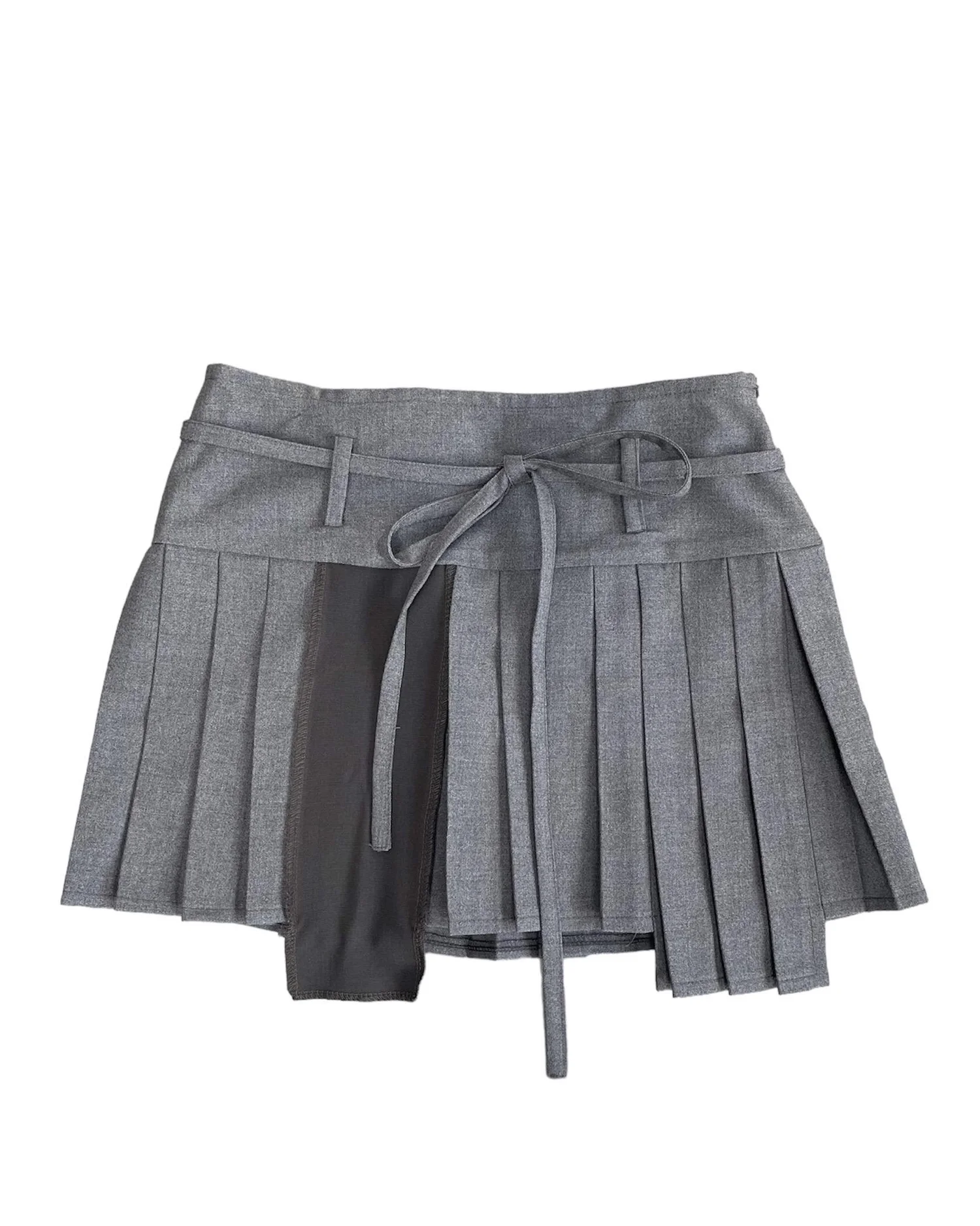Asymmetric Pleated Mini Skirt - Grey Wool — Freya Mckee 