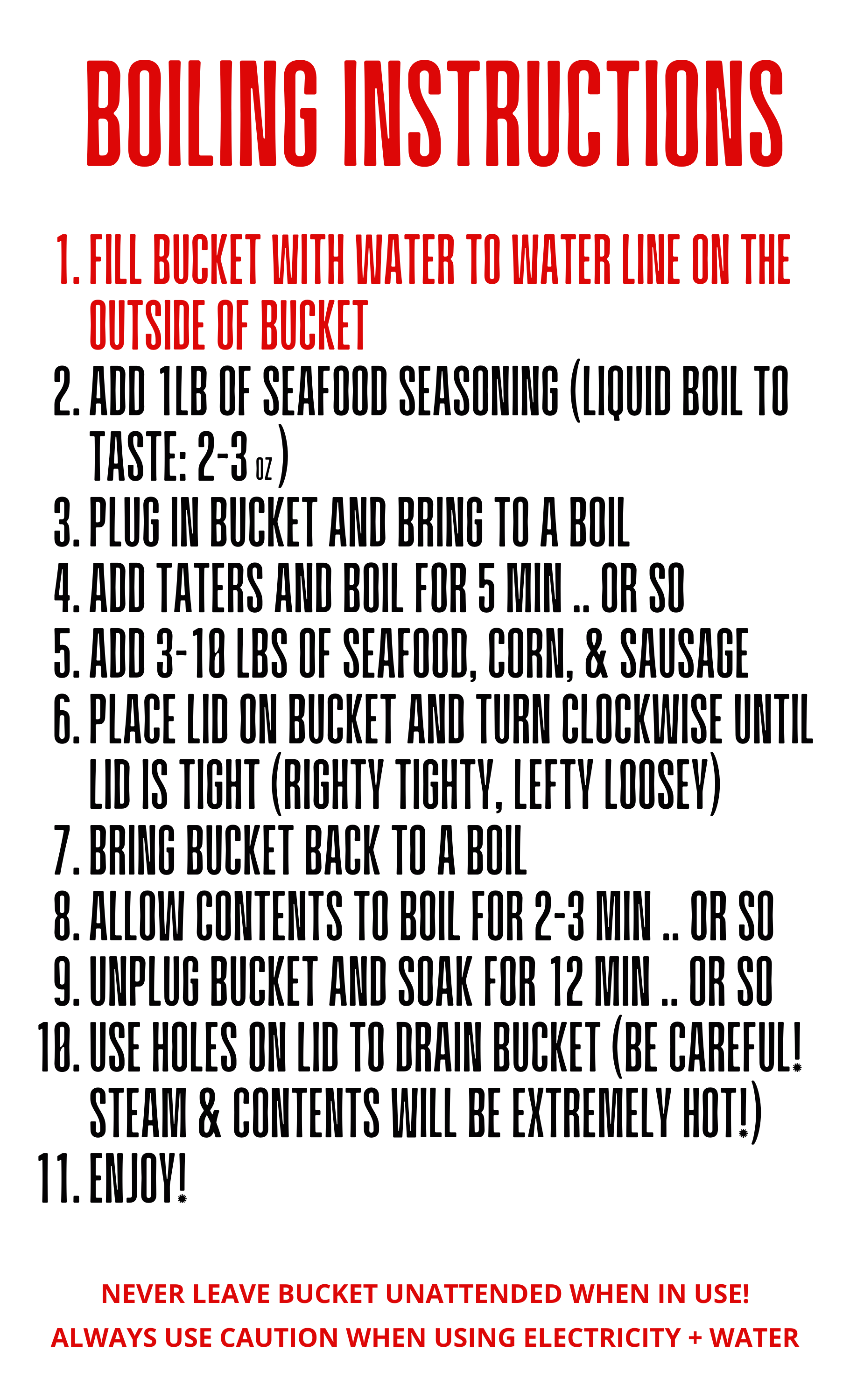 Instructions + Safety — Swamp Buckets