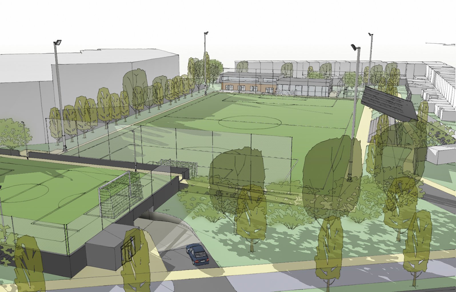 Gent – Masterplan FC Standard Muide – Zicht vanaf Goolestraat