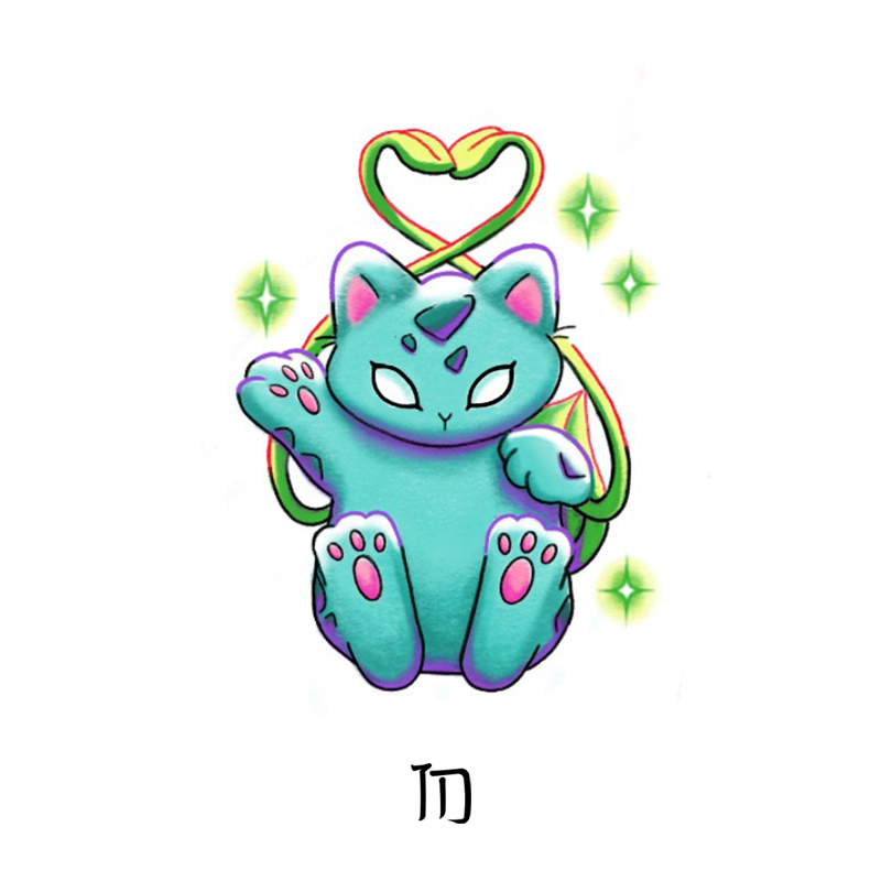 Pokemon Bulbasaur Heart Cat