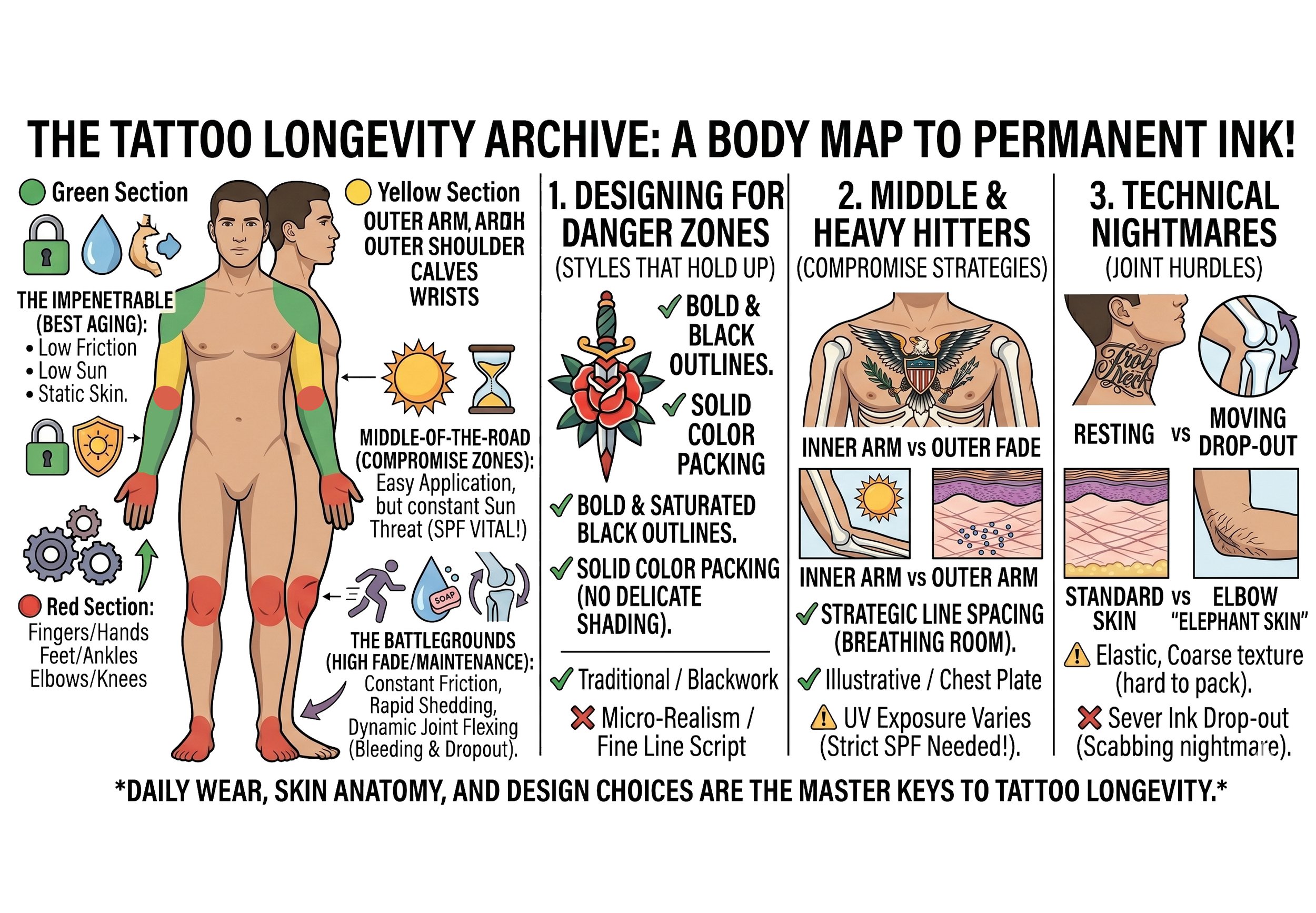 The Realities of Tattoo Placement: Where Ink Lasts, and Where It Fades
